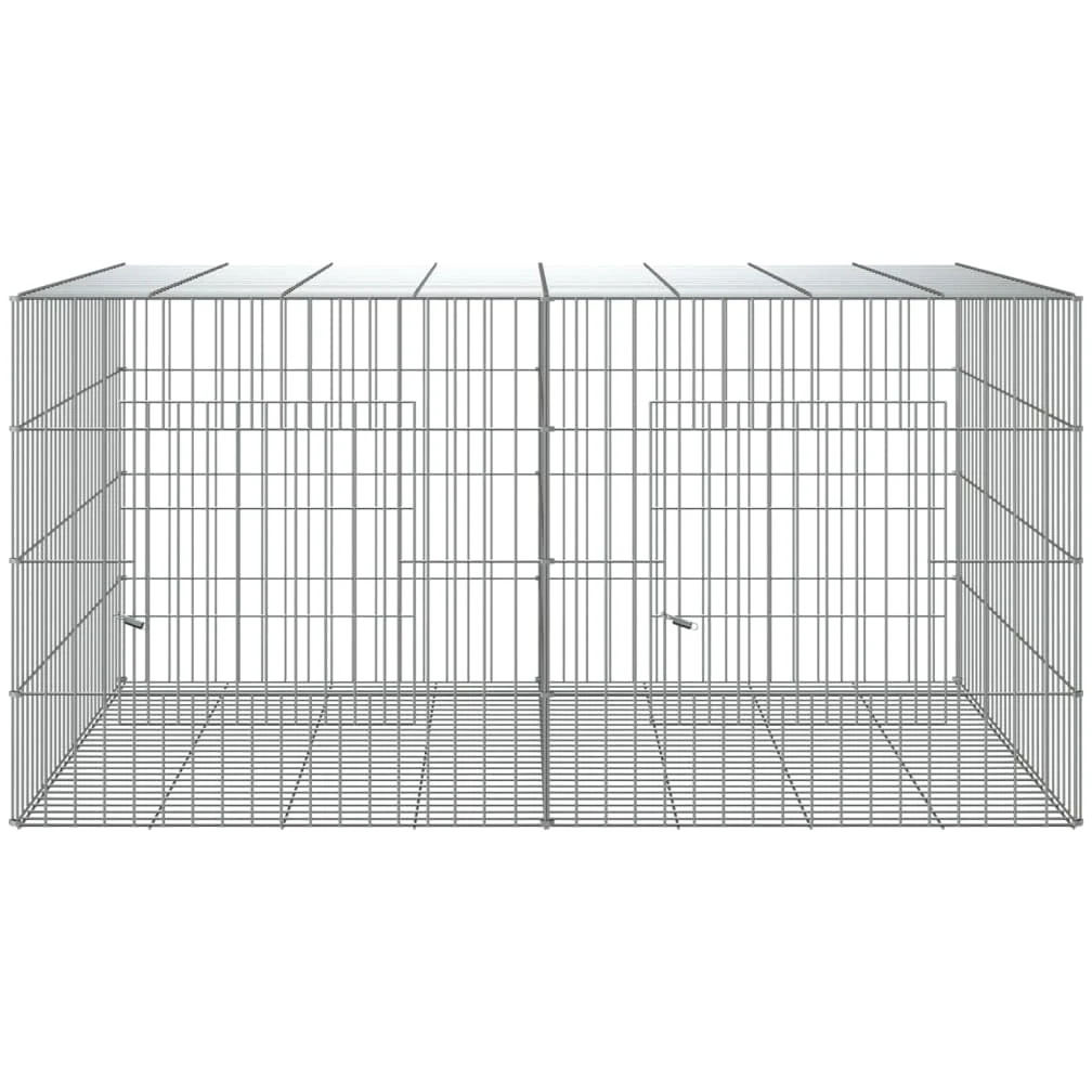 Jaula de conejo 2 paneles 110 x 79 x 54 cm, hierro galvanizado plateado 02_0041685