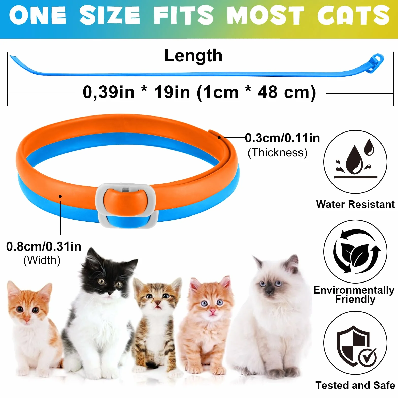 Anti-Floh- und Anti-Zecken-Halsband für Katzen, 4 Stück gegen Larven und Eier – beseitigt und tötet – schützt Das Tier und den Lebensraum, effektiver Schutz für 24 Monate, verstellbar und Wasserdicht