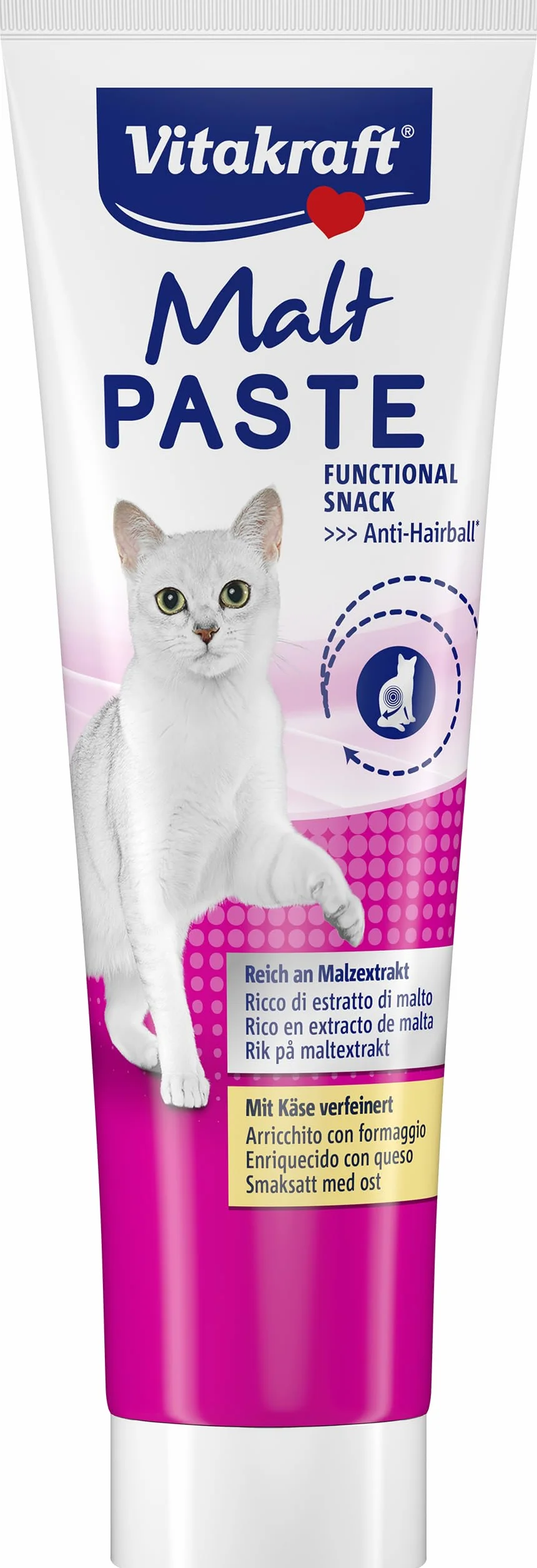 Vitakraft - Pasta de Malta para Gatos con Queso, Anti Bolas de Pelo - 100 g