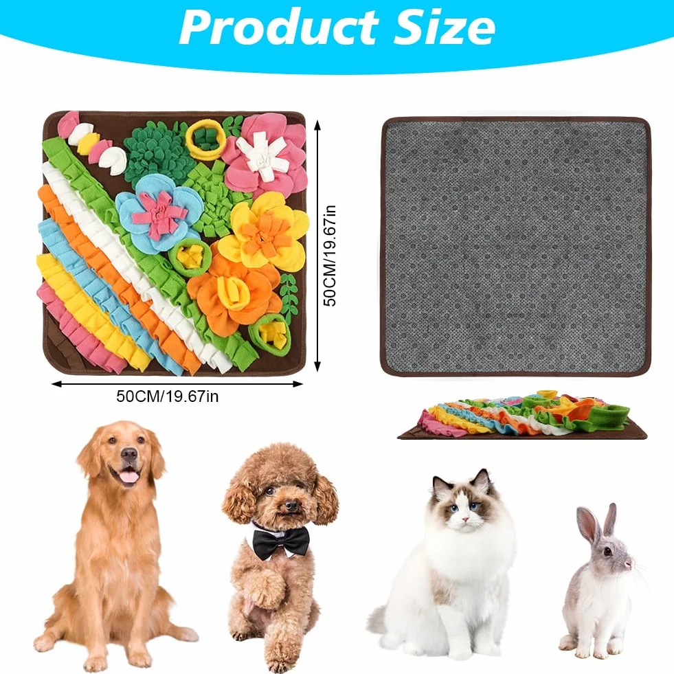 OSDUE Alfombra Olfativa Perros, 50cm Lavable a Máquina Snuffle Mat para Perros Portátil Interactiva Almohadilla Olfatear Mascotas Estera de Alimentación Lenta para Mascotas Entrenamiento de Forrajeo