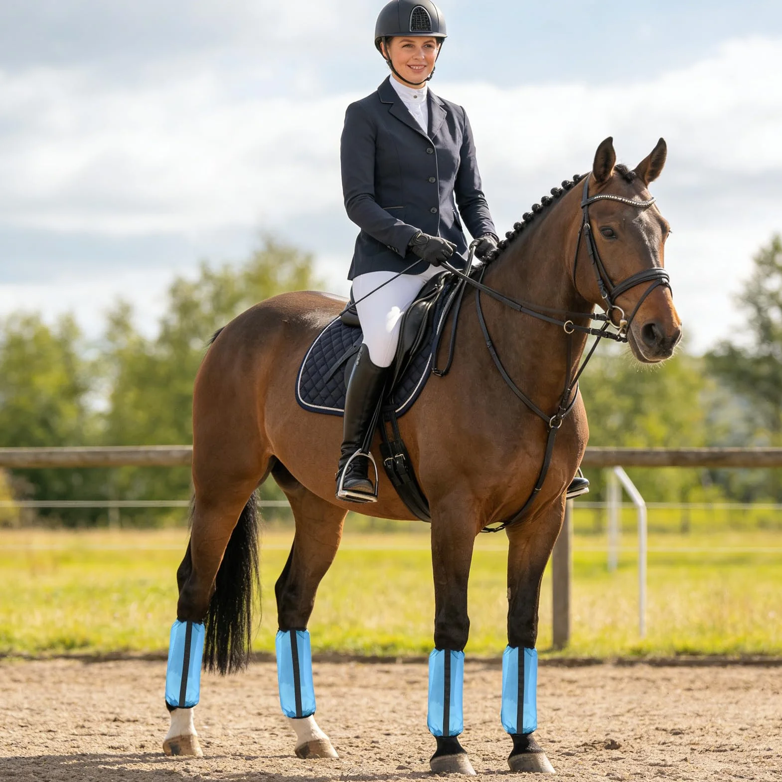 4 Piezas De Botas Contra Moscas Para Caballos, Diseño De Flujo De Aire Transpirable, 40x33x0,5 Cm, ​​Leggings De Botas Para Moscas Para Caballos De Malla, Calcetines Para Piernas Equinas, Protección C