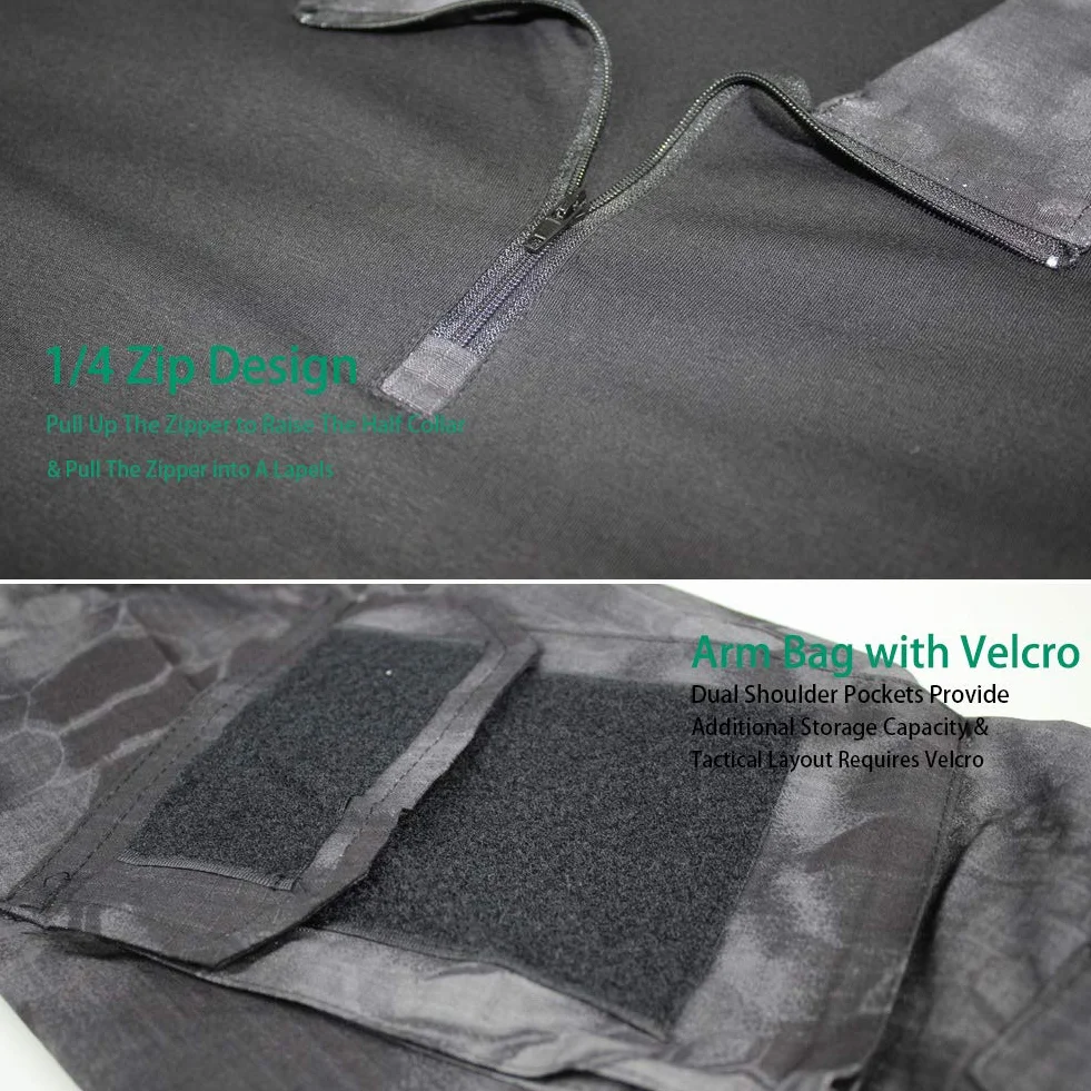 Camiseta de Combate Táctica para Hombres Transpirable Ripstop Caza Militar Airsoft