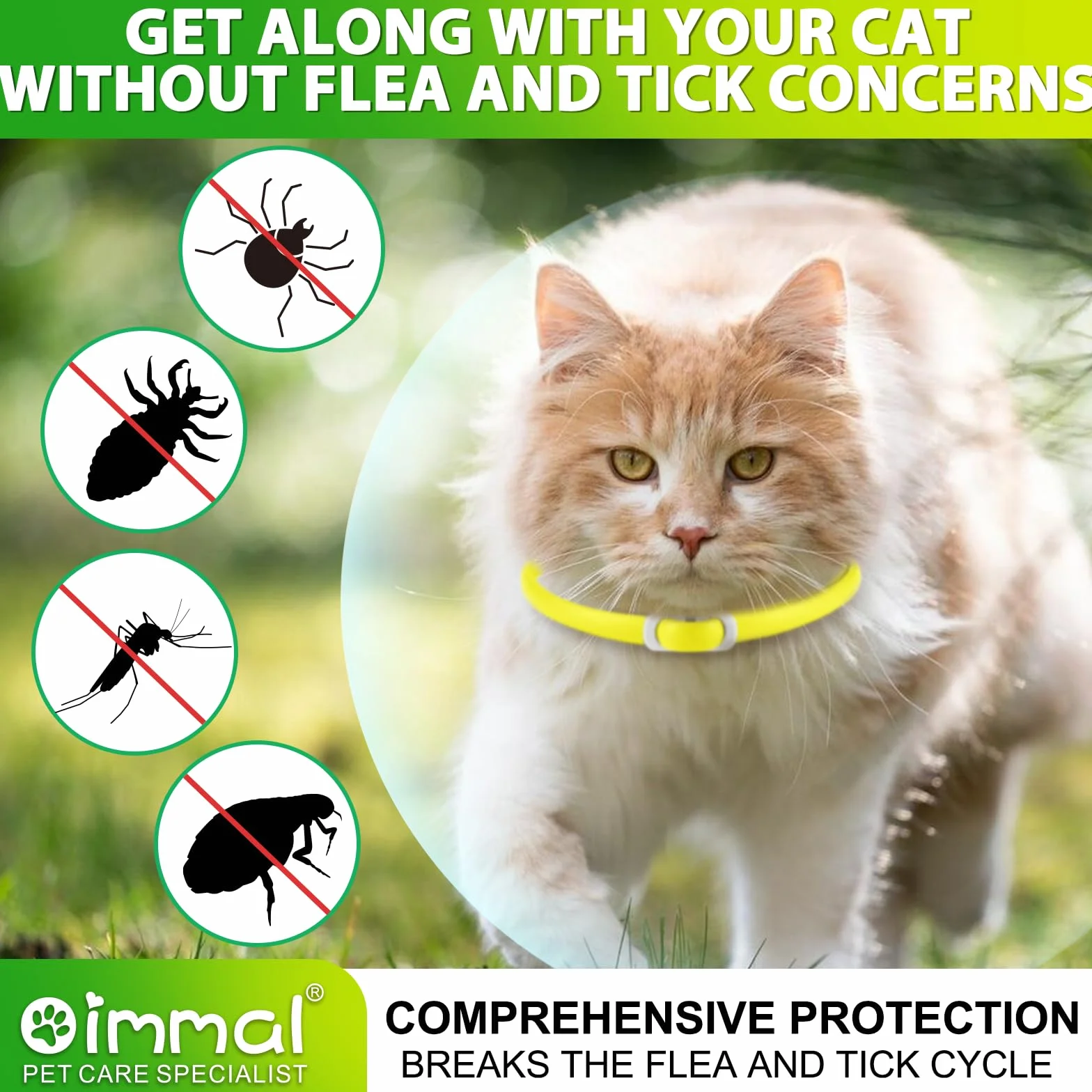 Collar De Gato, Collar De Gato De 4 Piezas, Control Seguro Y Eficaz De Pulgas Y Garrapatas, Diseño Impermeable Y Extraíble para Proteger A Todos Los Gatos Durante 24 Meses