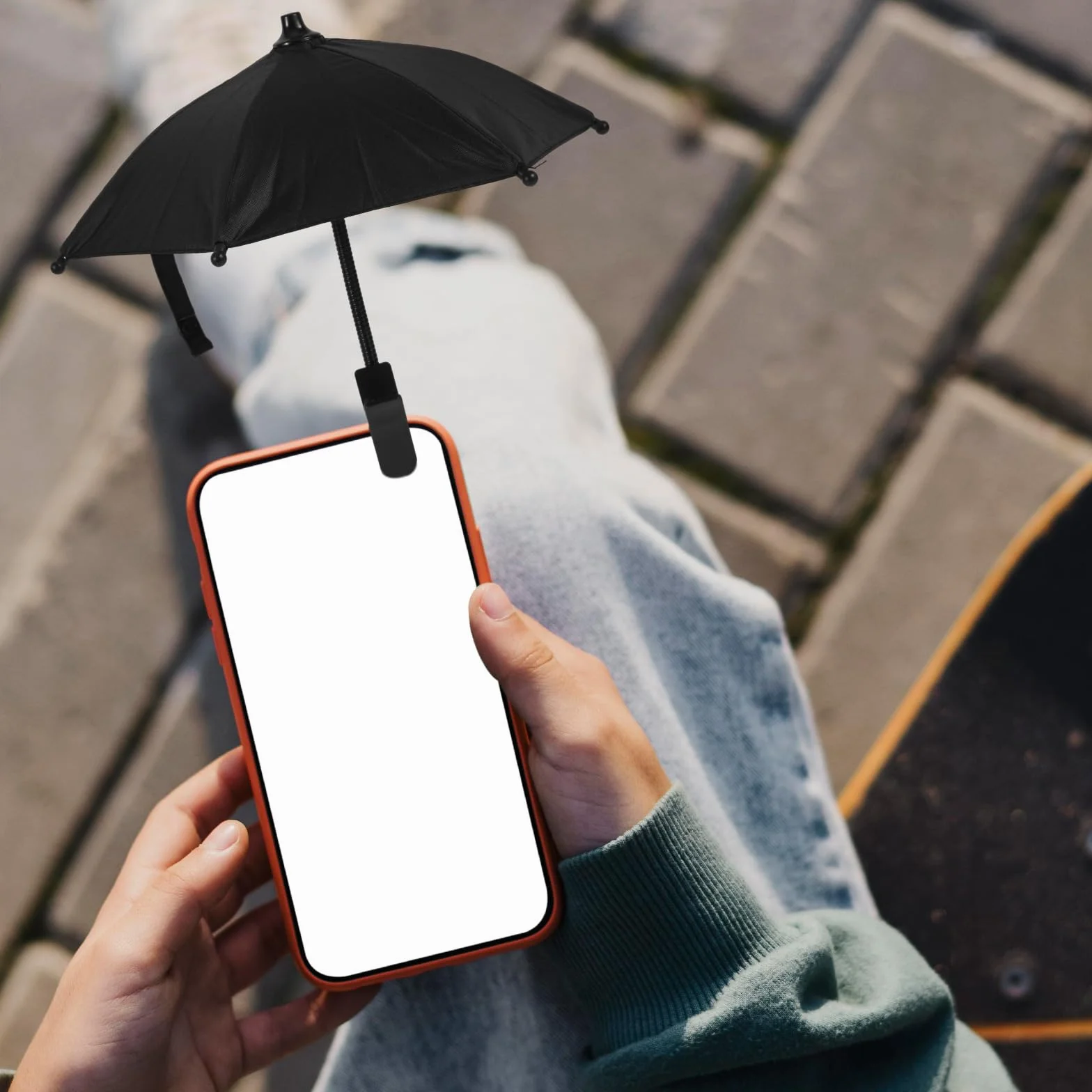 BOXOB Clips de Paraguas para Teléfono Ajustables Parasol Celular Cubre Sombra Proteger Pantalla del Sol Lluvia