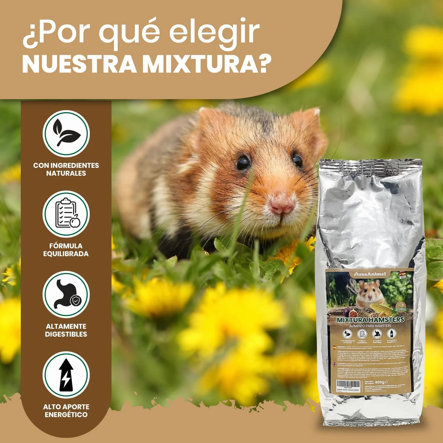 Comida Hamster, Comida Hamster Ruso 900G con Ingredientes Naturales, Alimento para Hamsters y Chinchilla con Equilibrio Nutricional, Ideal para la Salud de los Pequeños Roedores