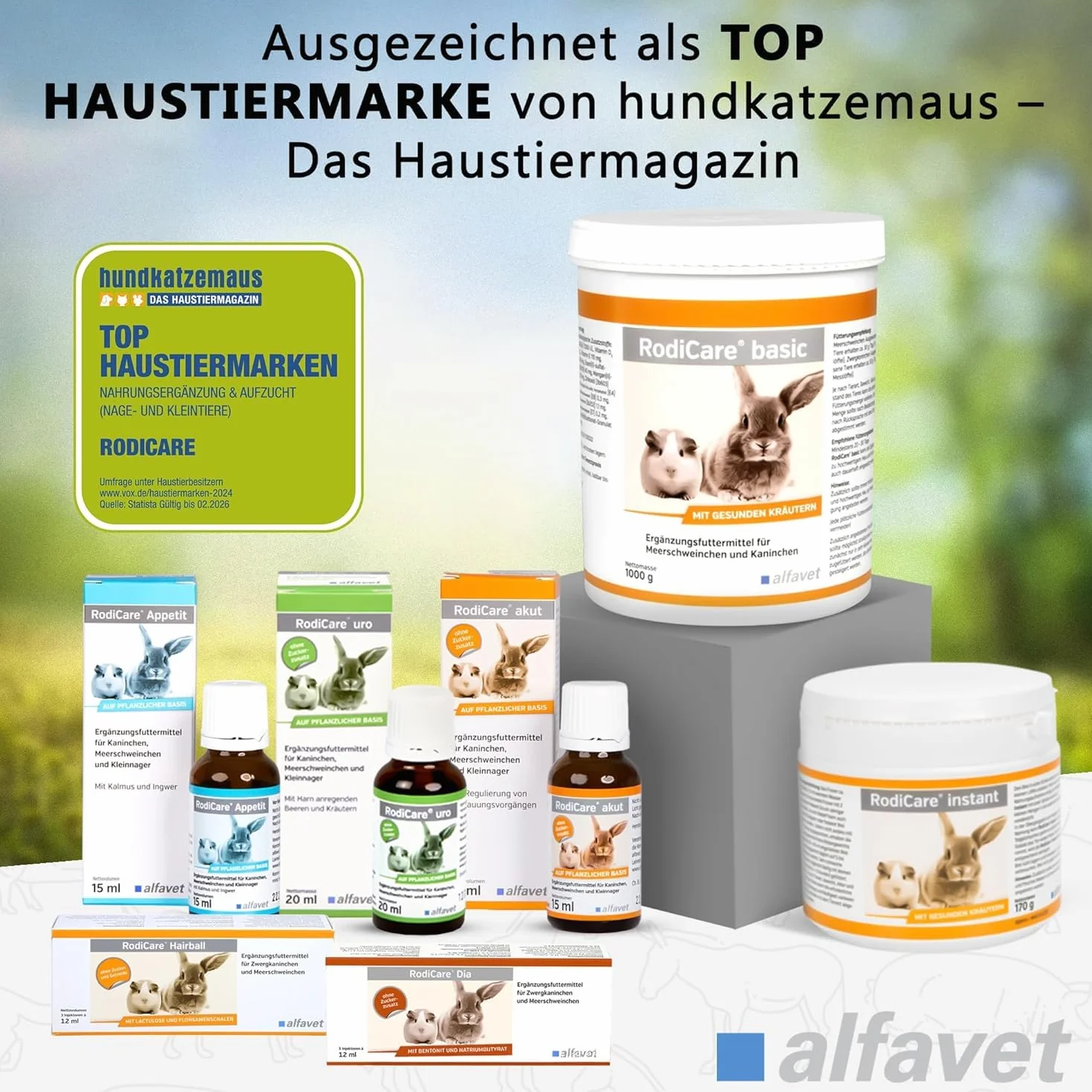 Alfavet RodiCare Hairball - alimento complementario para Conejos Enanos y cobayas - Ayuda a Eliminar Las Bolas de Pelo - 3 inyectores de 12 ml