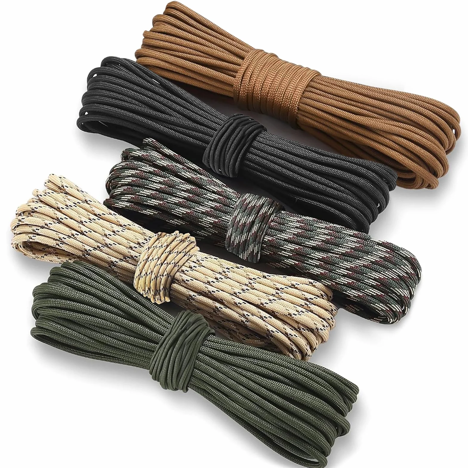 Paracord 4mm 7 Hebras 5 Piezas Cuerda de Nylon Multifuncional para Exterior Supervivencia
