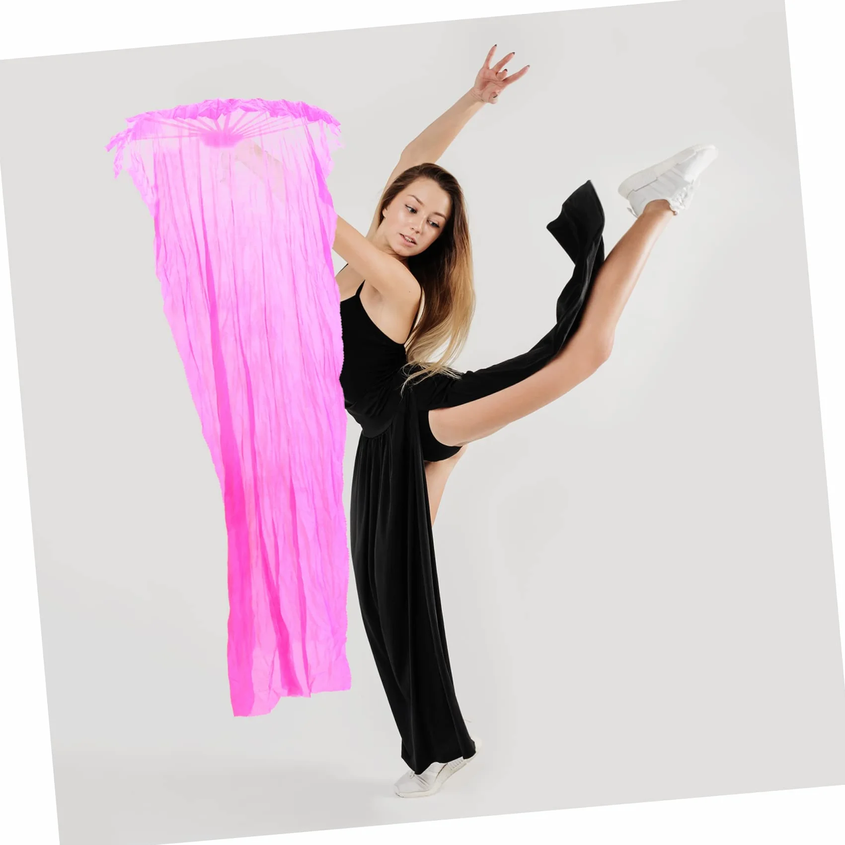 Abanico de Baile Seda Giratorio Rojo Toddmomy