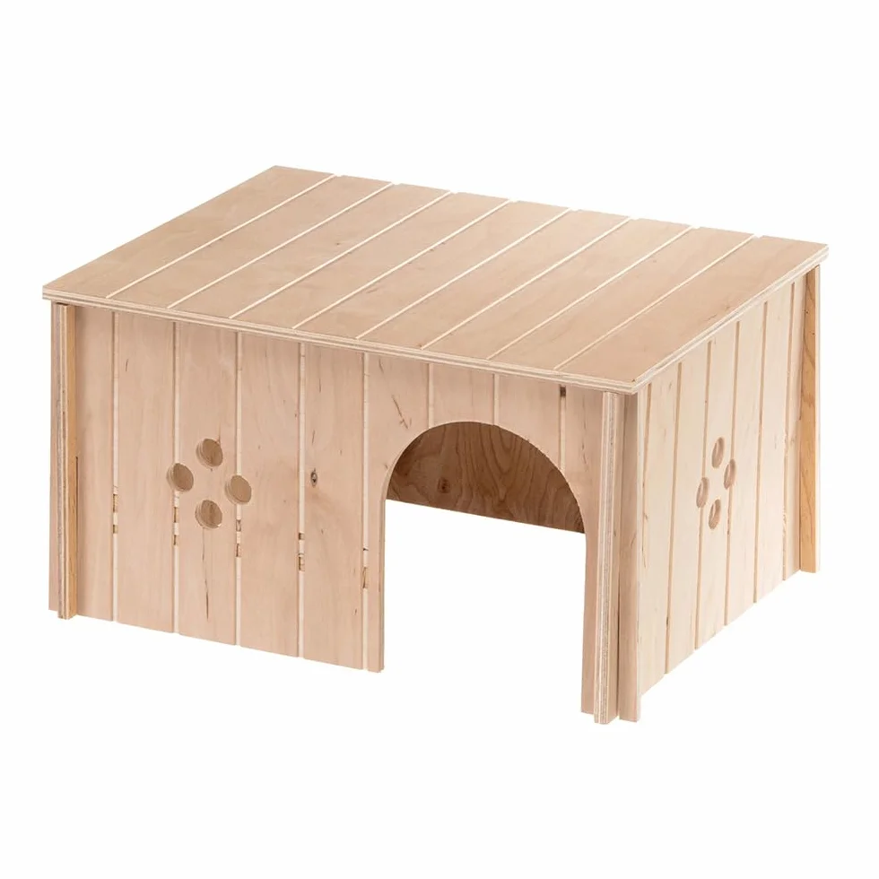 Ferplast Caseta de Madera para Conejos, Cobayas y Hámsteres SIN 4647, Madera Certificada FSC®, Ventana de Ventilación, Montaje sin Herramientas, 37 x 27,7 x H 20 cm, Talla XL
