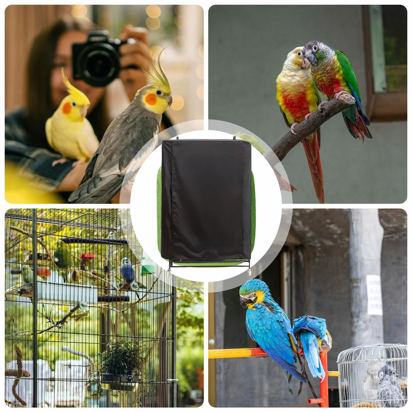 Funda grande para jaula de pájaros, protector opaco transpirable, lavable, cubierta nocturna para el hogar, accesorio cuadrado impermeable, ideal para periquitos, cacatúas, loros, pajarera del hogar