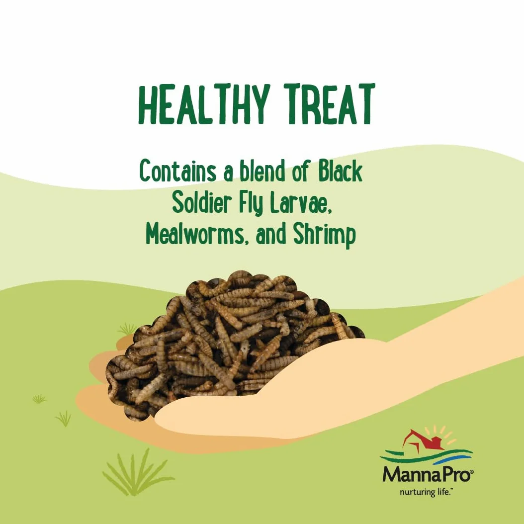 Manna Pro Farmhouse Favorites Critter Combo Crunch - Golosinas para Aves de Corral con proteínas Que promueve el Comportamiento Natural de la alimentación, Mezcla 100% Natural de Larvas Negras de