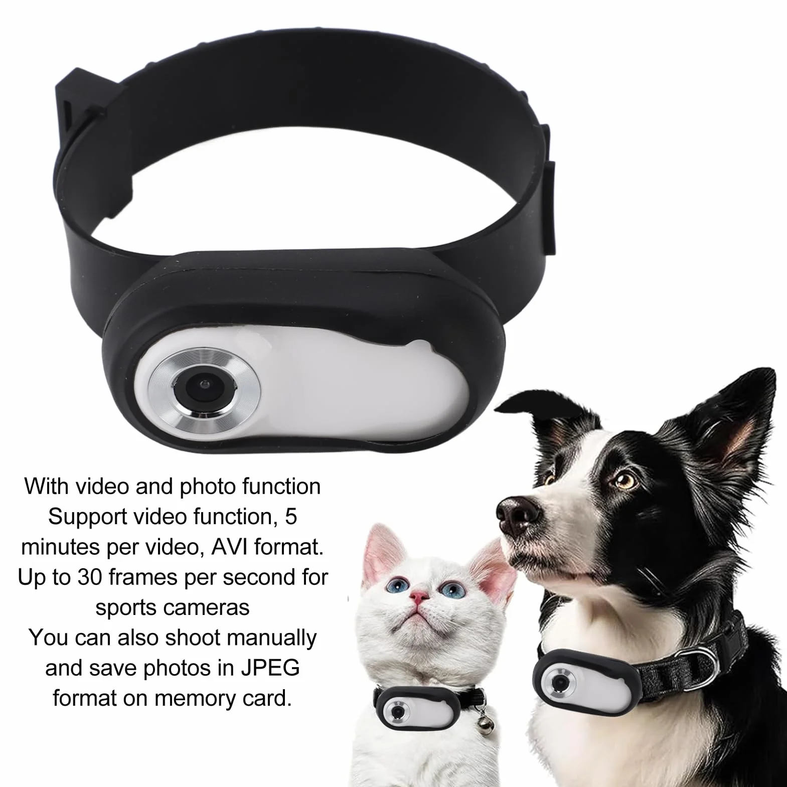 Tonysa Collar para Mascotas con Cámara para Vídeos y Fotos, HD WiFi USB Recargable para Cámara de Mascotas con Gran Angular de 170° y Pantalla Digital, Collar de Seguimiento de Perros