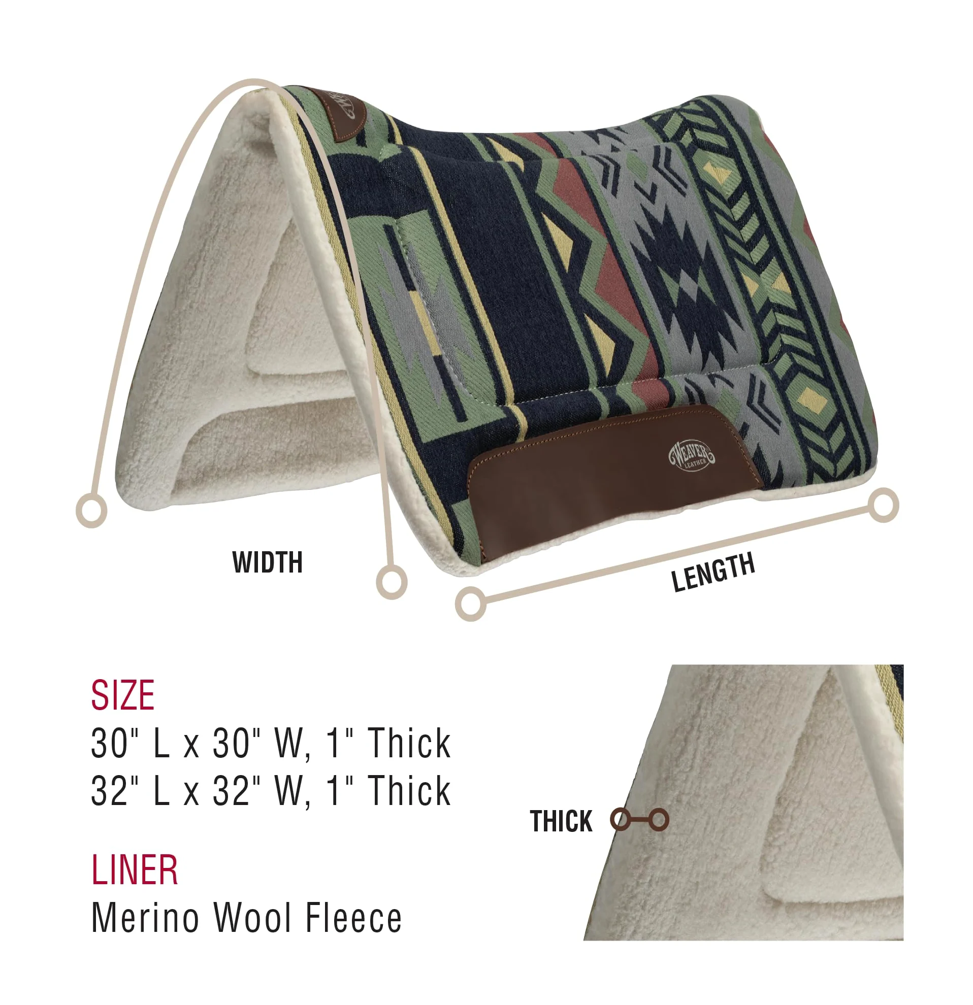 WEAVER Almohadilla de sillín de forro polar contorneada 32x32 azul marino