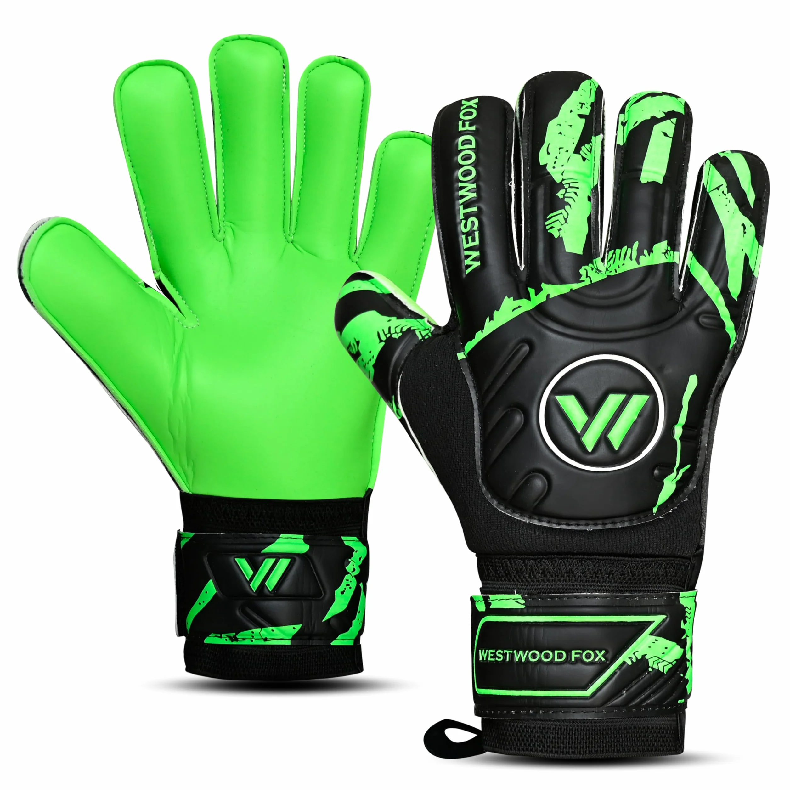 WESTWOOD FOX Guantes de portero fútbol protección dedos agarre pesado palma látex 4+3 mm soporte muñeca