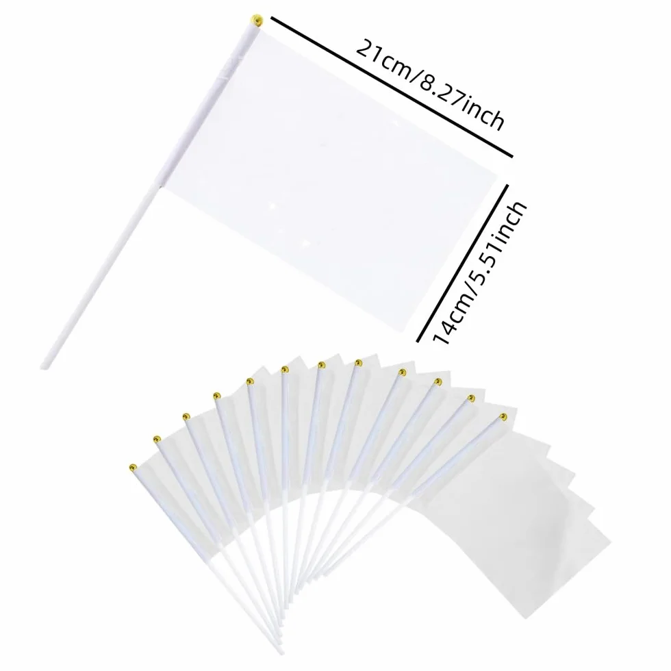 Banderas con diseño propio minibanderas hechas a mano con barra en blanco para pintar fiestas desfiles celebraciones eventos deportivos decoración