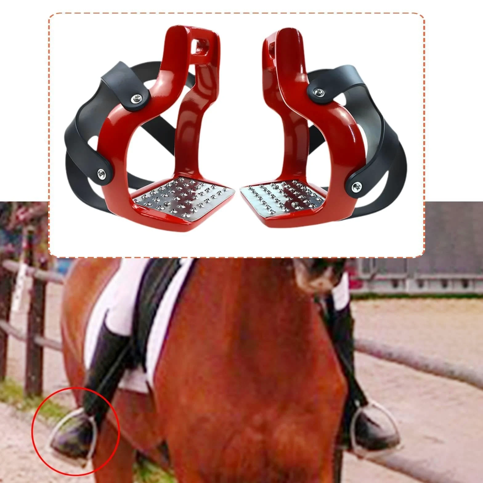 1 Par de Botas de Montar Profesionales Y Ligeras para Caballos con Suelas Antideslizantes, Fabricadas en Aluminio Robusto Y Cómodo para Una Sujeción ó