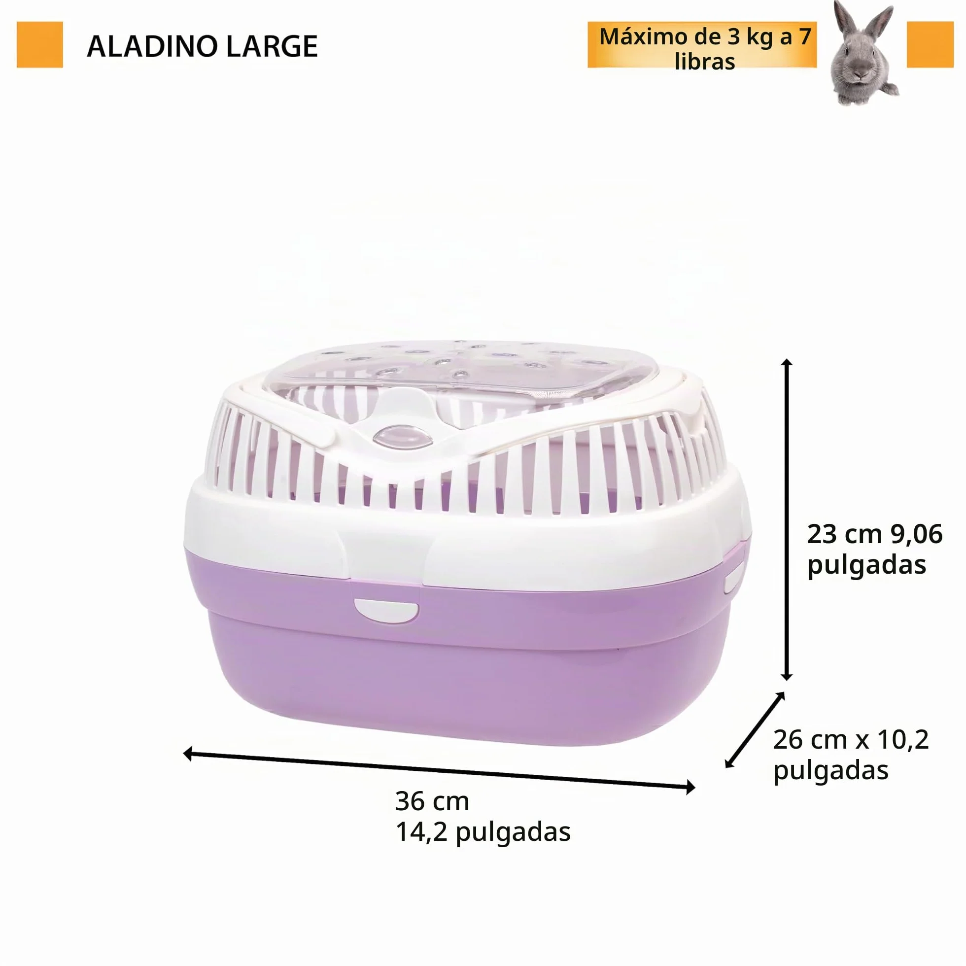 Ferplast Trasportín para Conejos, Conejillos de Indias y Ratones ALADINO Large Jaula de Viaje para roedores y Conejos, Plástico, Rejillas de ventilación, Cómoda asa, 36 x 26 x h 23 cm Verde