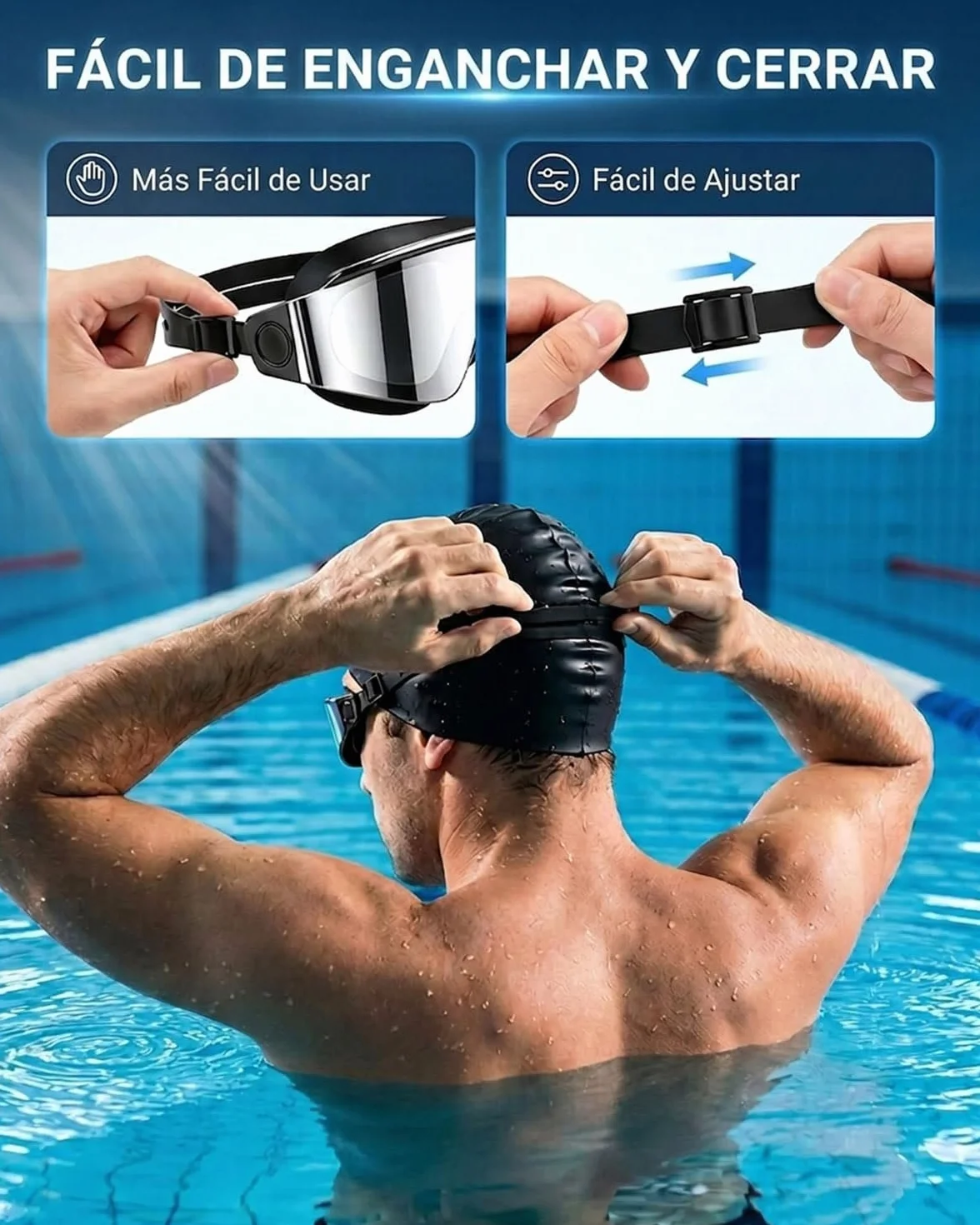 Gafas de Natación Sin Marco, Protección UV y Antivaho