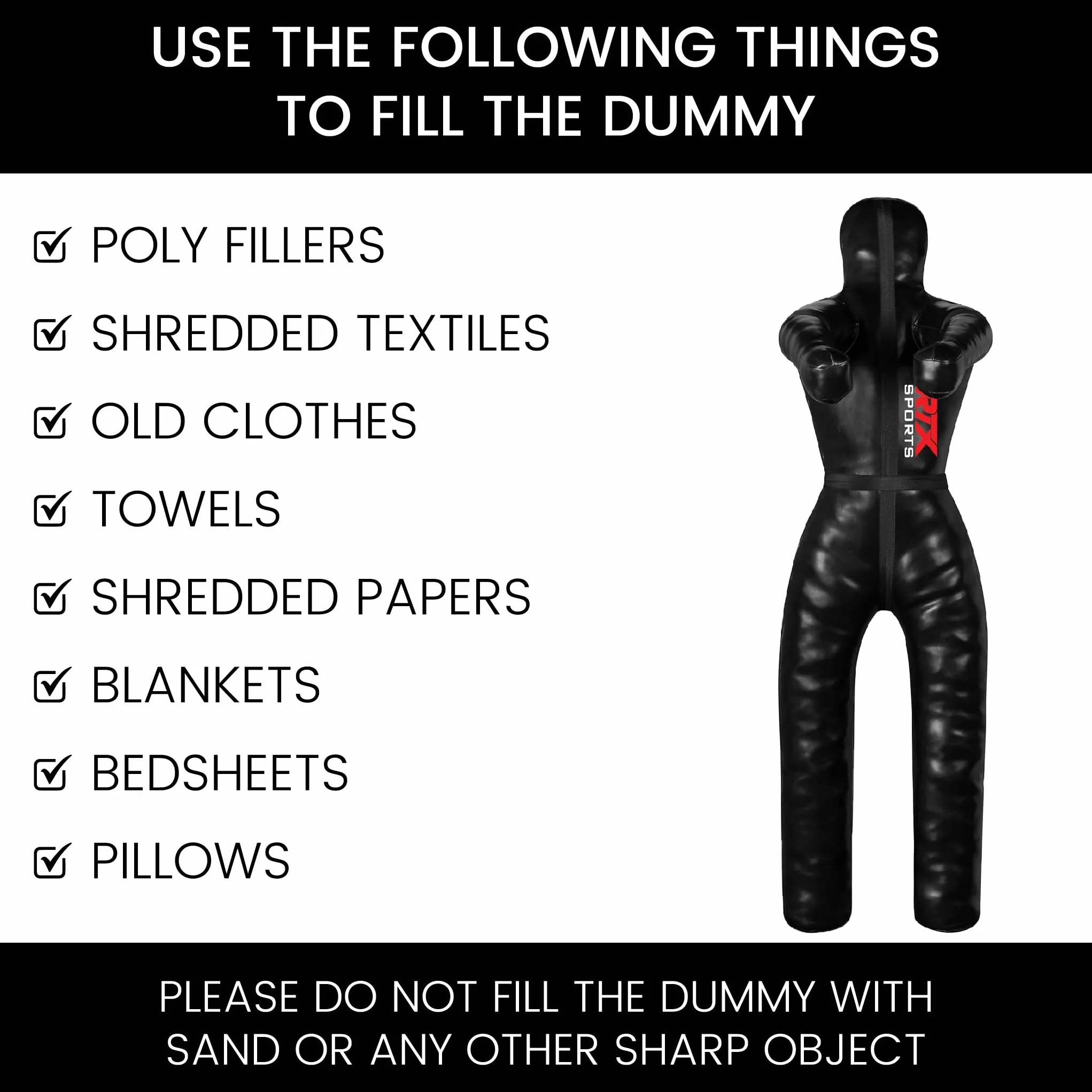 RTX MMA Judo Grappling Dummy Boxing Bag Brazilian BJJ Jiu Jitsu Wrestling Martial Arts Training Dummy Rexine Unfilled