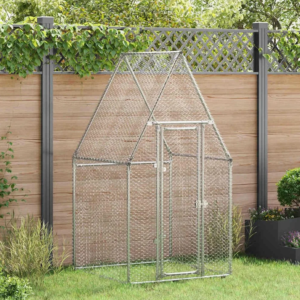 Jaula para gallinas, 100 x 100 x 190 cm, de acero galvanizado, gallinero exterior para aves de corral, patos y animales pequeños, recinto para gallineros con puerta con cerradura