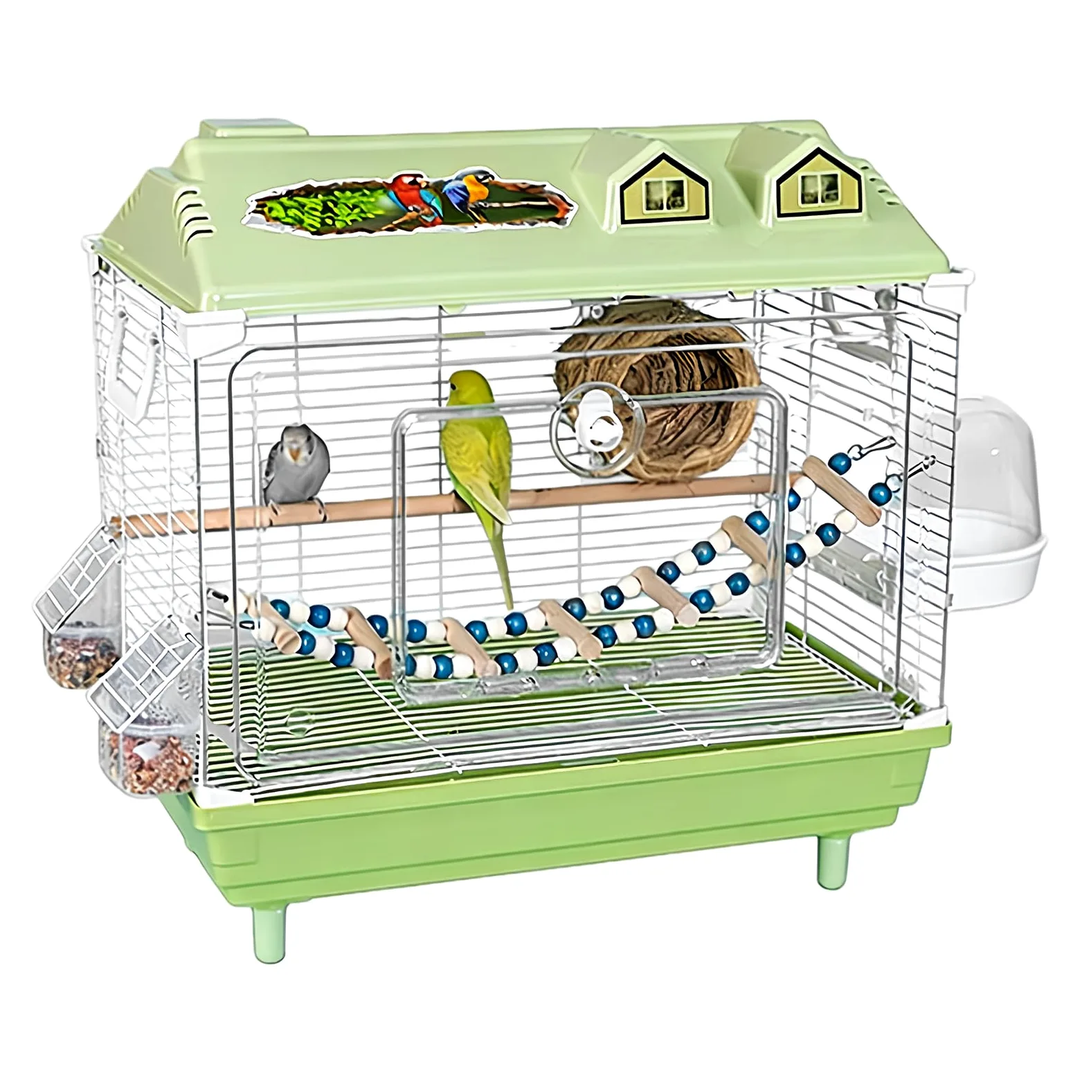 Jaula para Aves y Pájaros Transportín Transparente Portátil para Cacatúas | Jaula para Canarios con de Madera Para Interior Agapornis Pinzones Cacatúa Conuro Guacamayos
