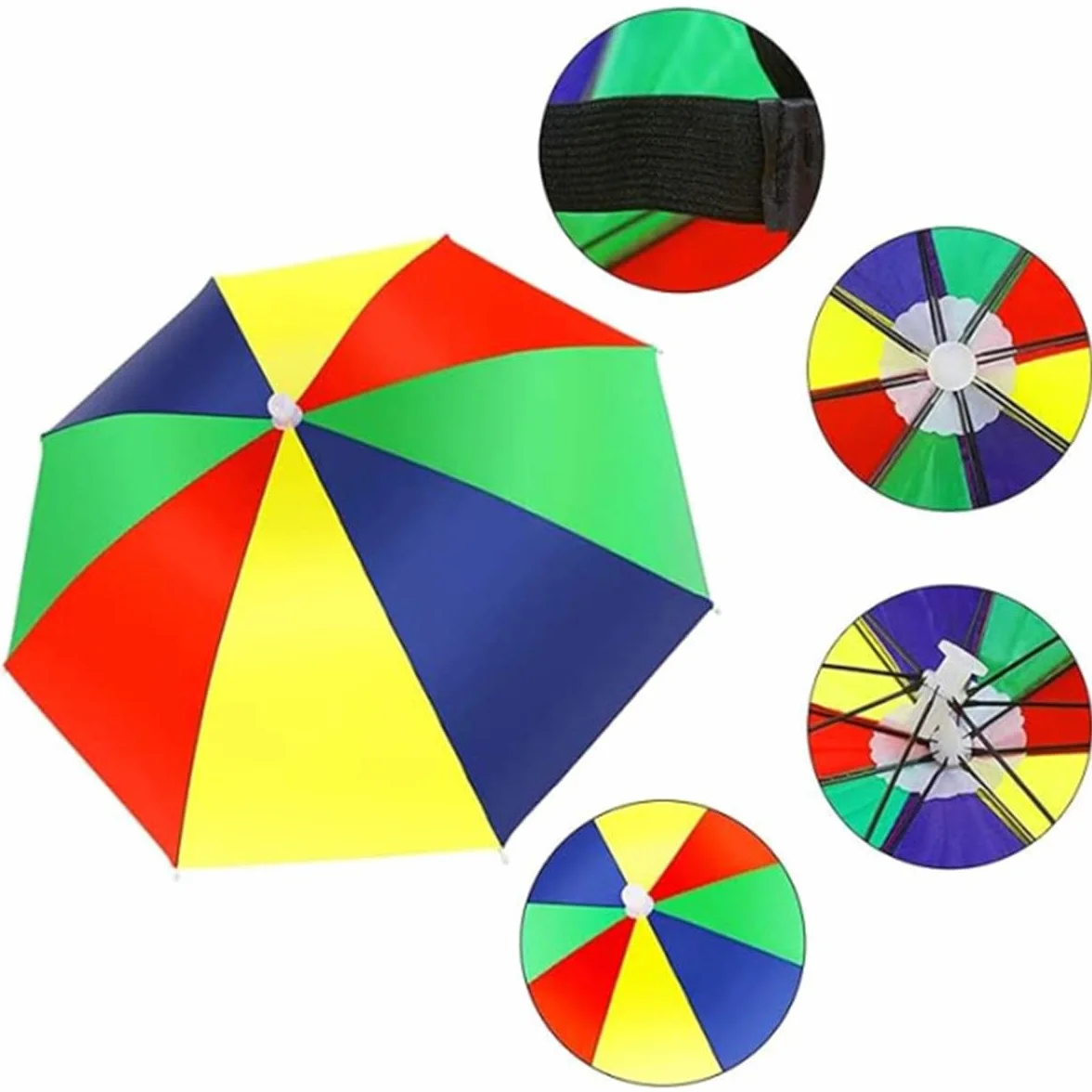 Sombrero Paraguas Pesca 3 Piezas Plegable Arcoíris Playa Golf Fiesta