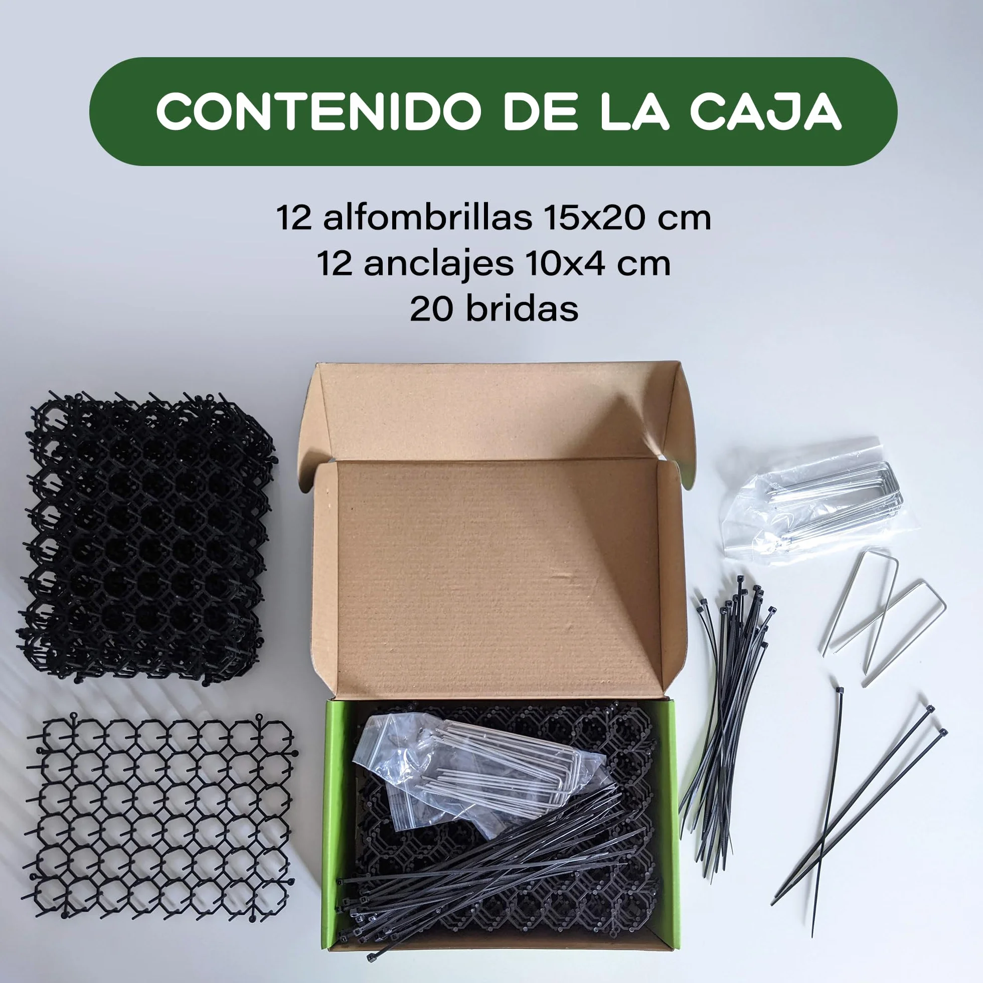 Pinchos Anti Gatos, 12 Alfombrillas 15x20cm + 12 Anclajes + 20 Bridas. Repelente para Gatos Jardin, para Interior y Exterior Mantiene Alejados a los Gatos (12 Alfombrillas 15x20 cm)