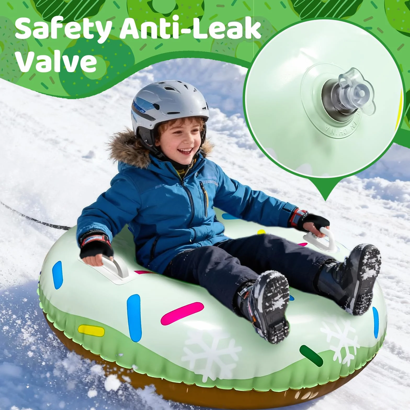 SilverChry Trineo Hinchable de Nieve de 80 cm, Tubo de Nieve Inflable con Asas para Niños y Adultos