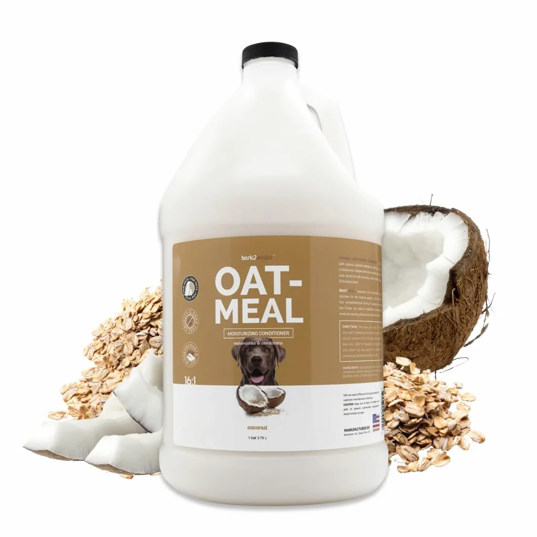 Bark2Basics Acondicionador De Avena, Galón | Todos Los Ingredientes Naturales, Hidratante, Elaborado Con Avena Coloidal, Todos Los Ingredientes Naturales, Elimina La Estática