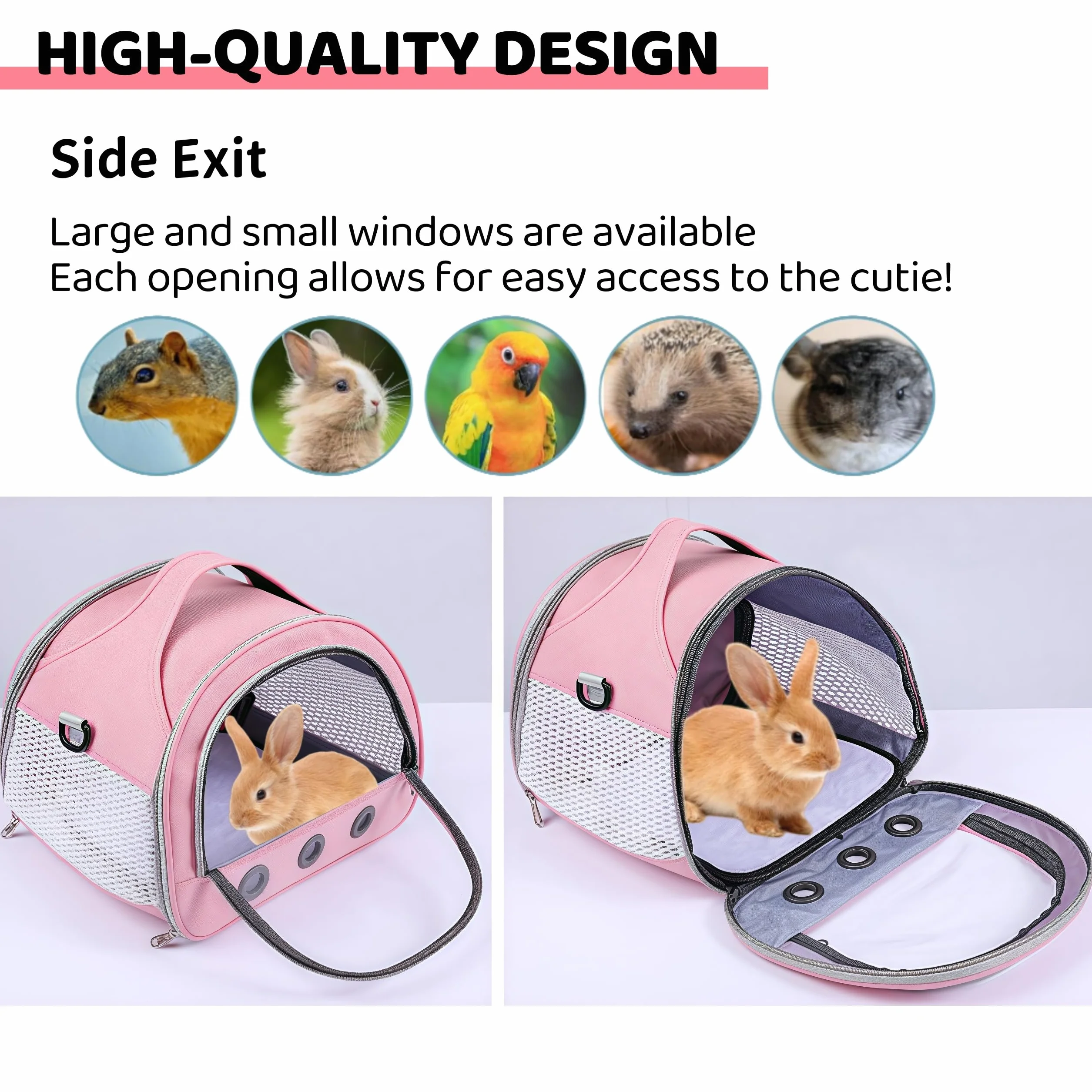 Pequeña bolsa de transporte para mascotas, bolsa de transporte para animales pequeños, caja de transporte para gatos, con correa para el hombro, bolsa de transporte para cobayas, bolsa de transporte