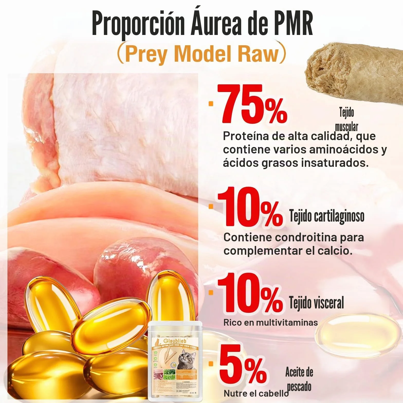 50g Palitos Masticar Liofilizadas para Gatos, Snacks Gatos Barritas Dentales contra el Mal Aliento y Acumulación de Sarro (50g)