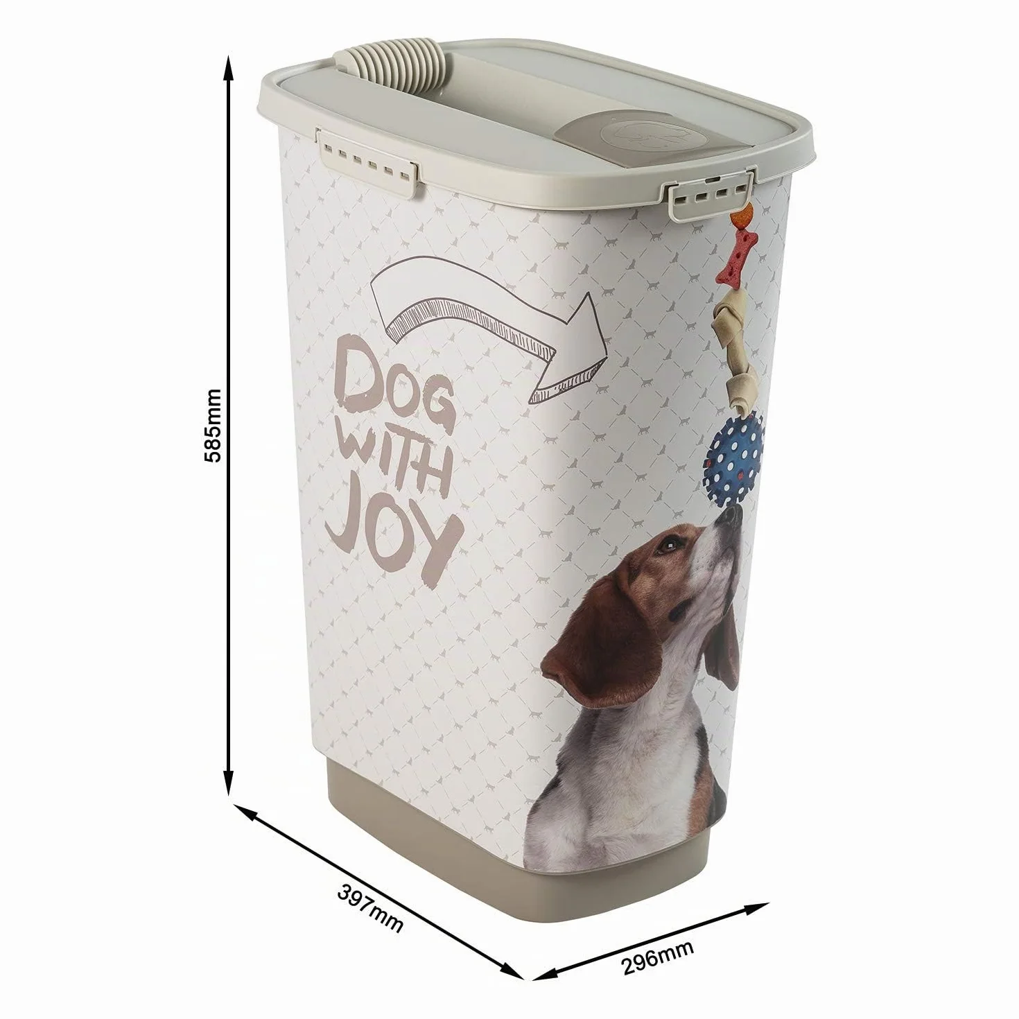 Rotho Cody - Recipiente de Comida para Mascotas de 50 Litros con Tapa y Tolva para una Dosificación Práctica, Plástico (PP) sin BPA, Muestra, 50 L (39.7 x 29.6 x 58.5 cm)