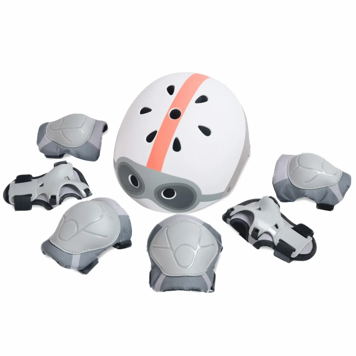 BEELOOM Protecciones Infantiles para Bicicleta Grey Pad Coderas Rodilleras Muñequeras Gris Correas Ajustables 2 Años