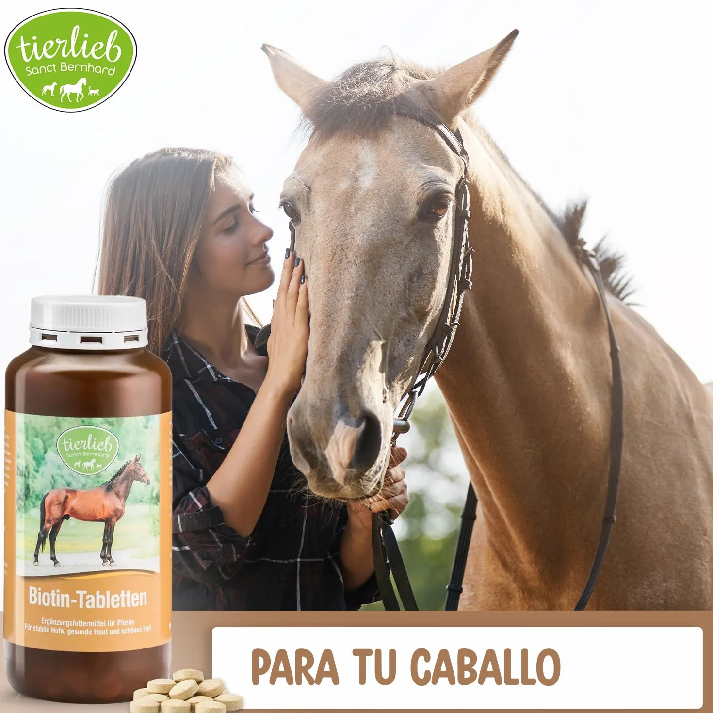 Biotina para Caballos – Pastillas para Cascos Fuertes y Flexibles, Mejora de Piel y Pelaje, Vitamina B8 para Equinos – 50 Días, Fácil Dosificación