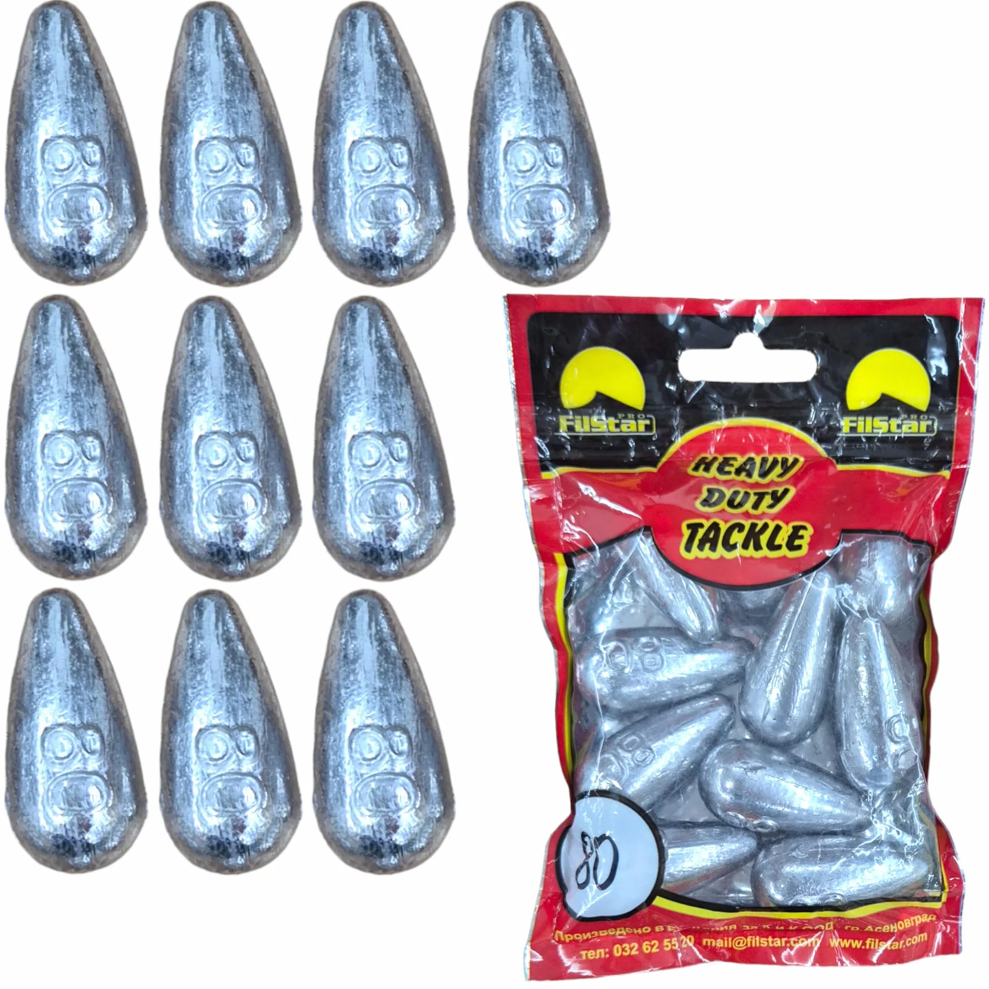 Plomos Pesca 10 x 80g - Inline Pesca Carpa Carpfishing Set Accesorios Fondo