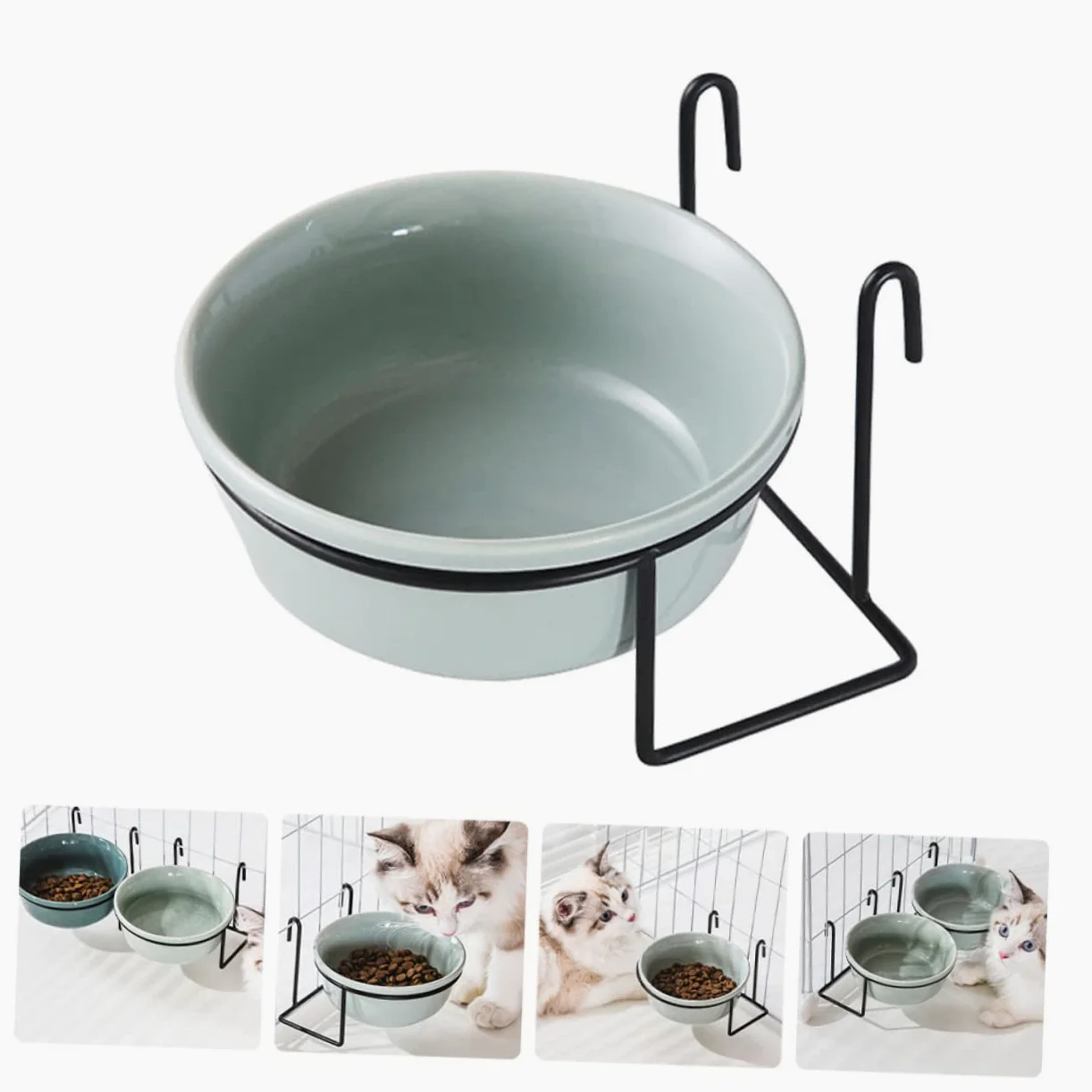 Cuenco colgante para mascotas, comedero de agua y alimentos para perros y gatos pequeños, diseño de cerámica para perreras y jaulas, recipiente conveniente para mascotas