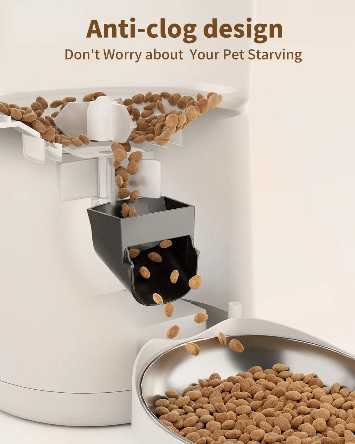 PUPPY KITTY Comedero Gato Automatico, 2.4G WiFi 4L Dispensador Comida Gatos con Bol de Acero Inoxidable, App Control, Grabación de Voz 10S, 1-10 Comidas
