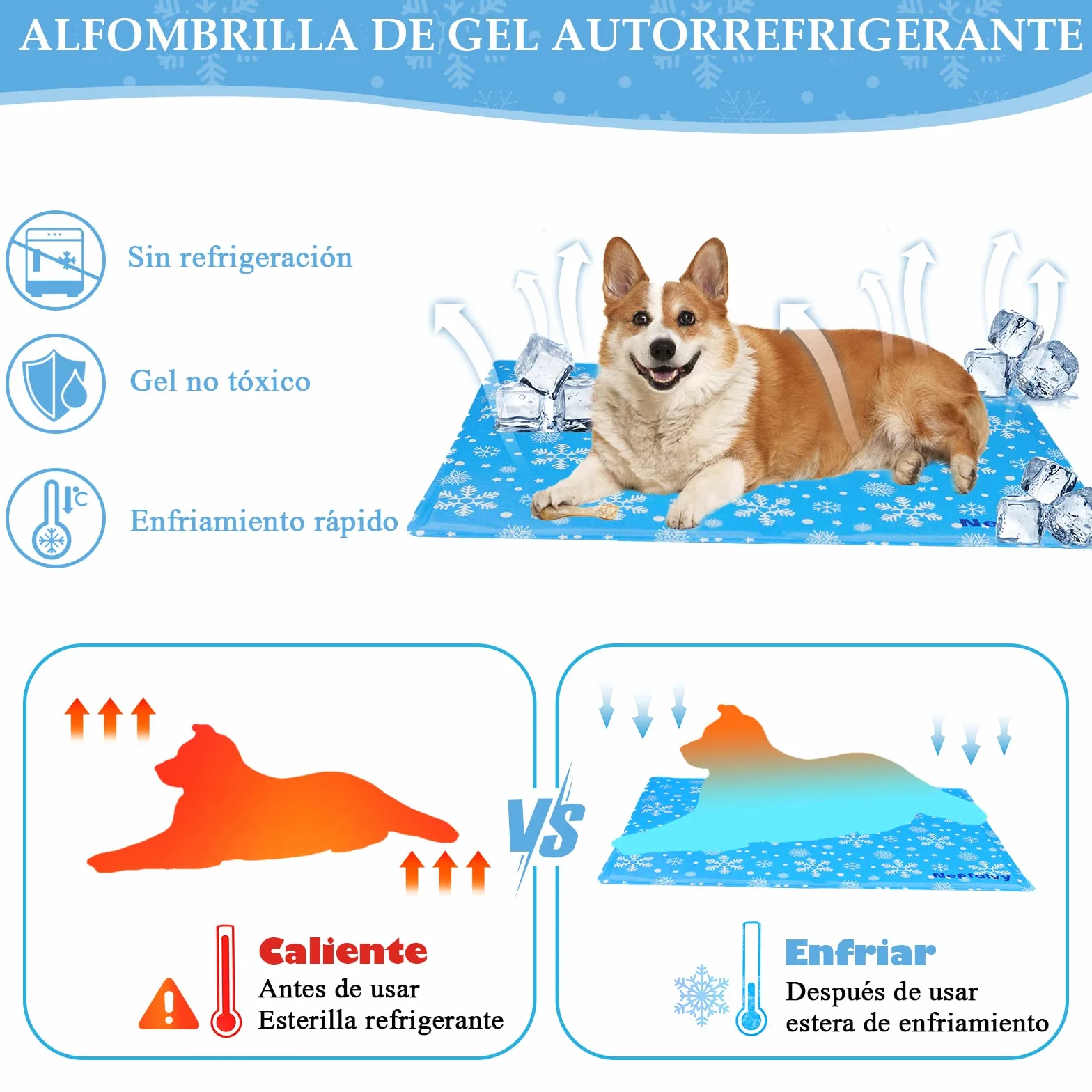 Nepfaivy Cama Refrescante Perro Grande - Cama Perro Verano, Manta Fria para Perros y Gatos, 90x50cm