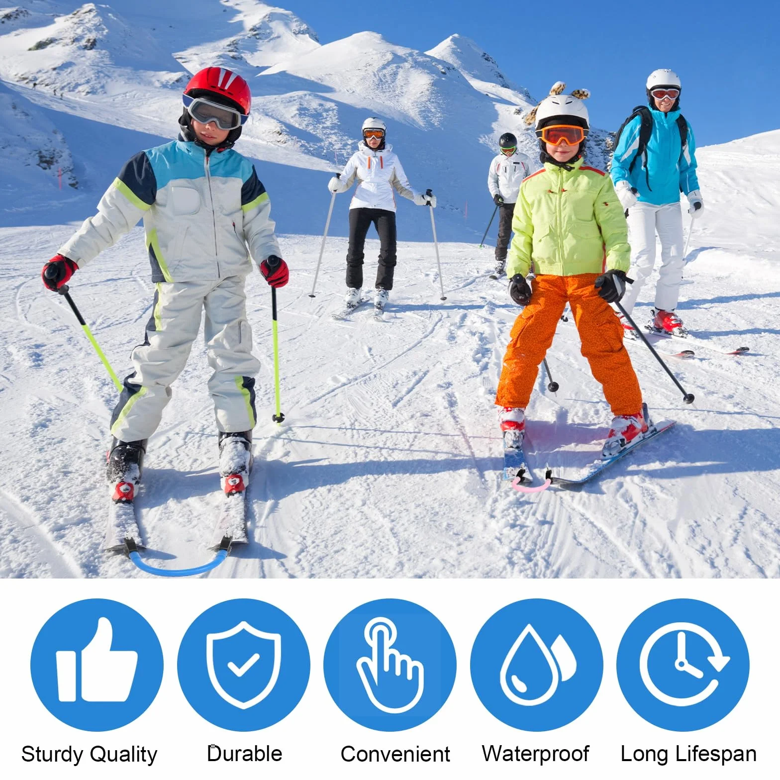 DUTIFUL conectores de puntas de esquí para niños, ayuda a la formación, control de velocidad, pinzas para snowboard