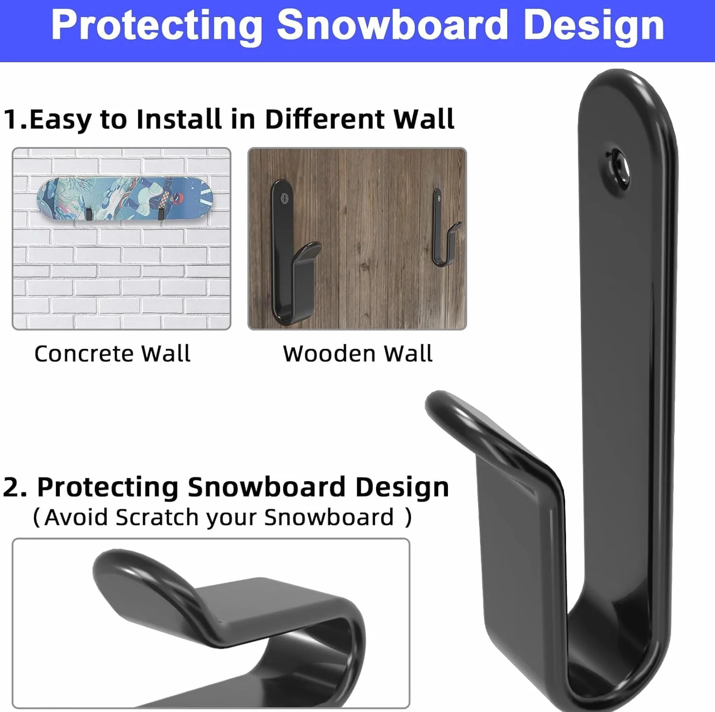 Soporte Skate Pared Porta Tablas Surf Universal Monopatín Longboard Snowboard Multifuncional