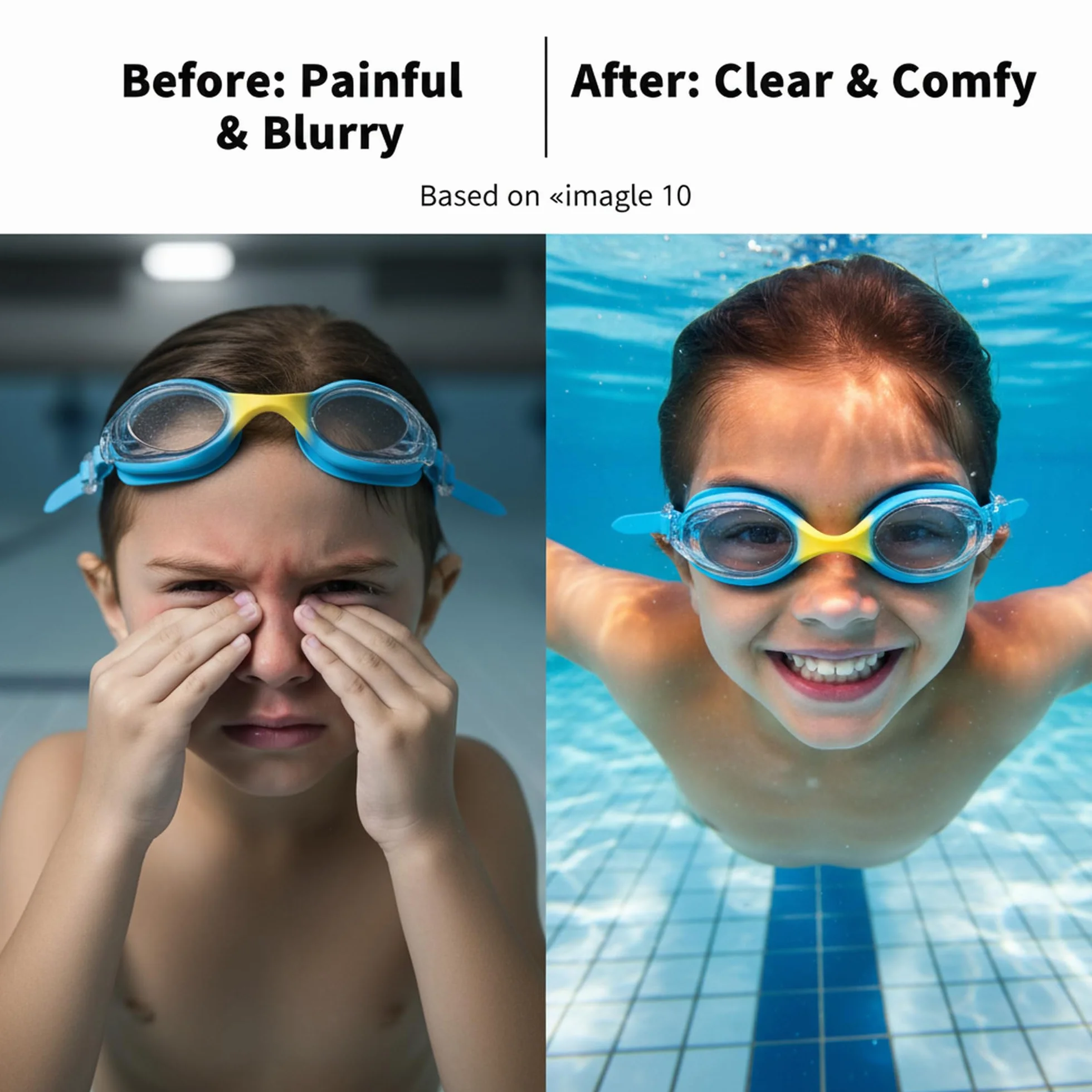 Gafas de natación niños HD anti-vaho Protección UV Banda elástica silicona Unisex 3-14 años