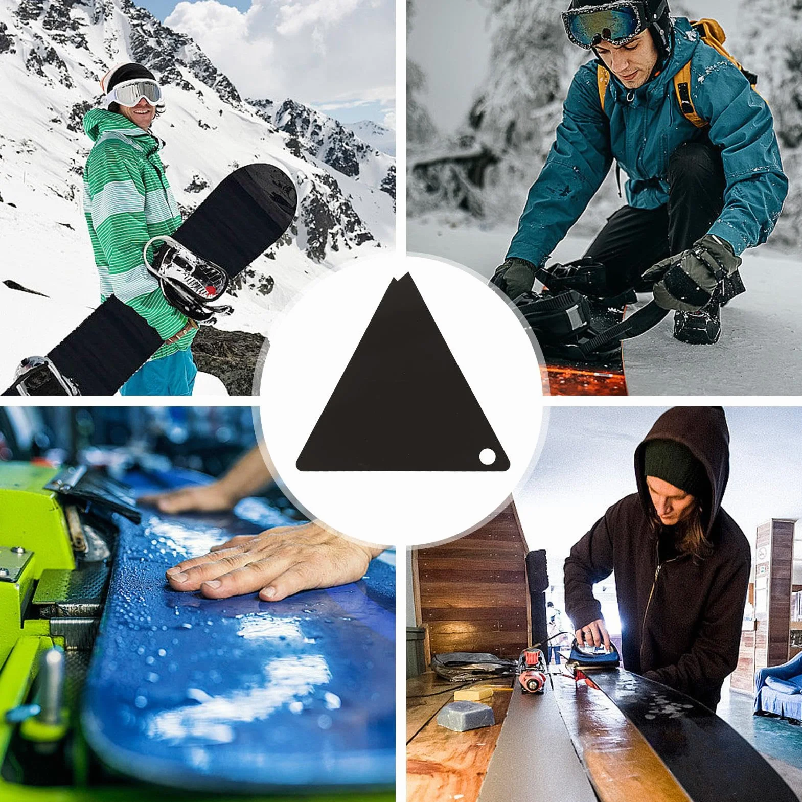 Rascador de cera acrílico triangular para snowboard y esquí