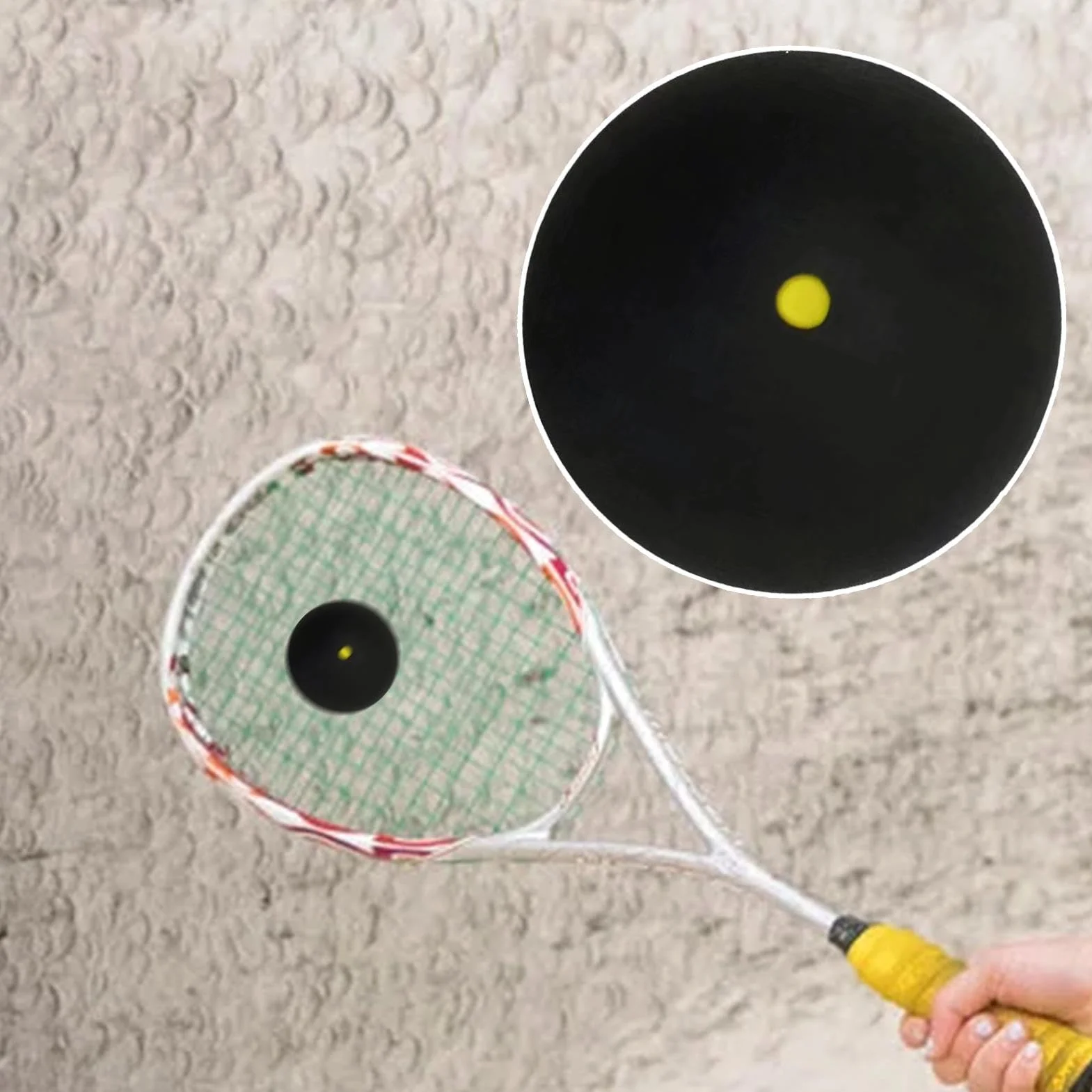 Pelota de squash profesional de goma punto amarillo para principiantes y avanzados