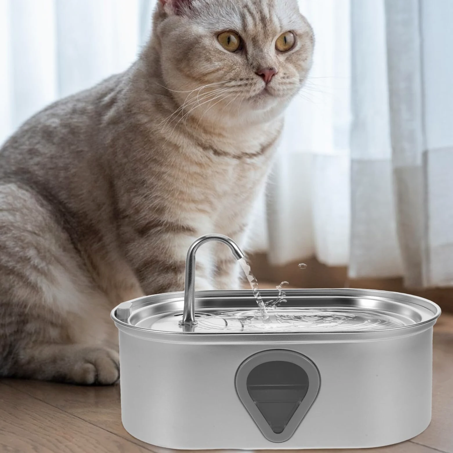 TOYANDONA Bebedero Automático para Gatos de Bebedero de Acero Inoxidable para Interiores Dispensador de Agua Recarga Automática por USB Adecuado para Perros y Gatos Pequeños