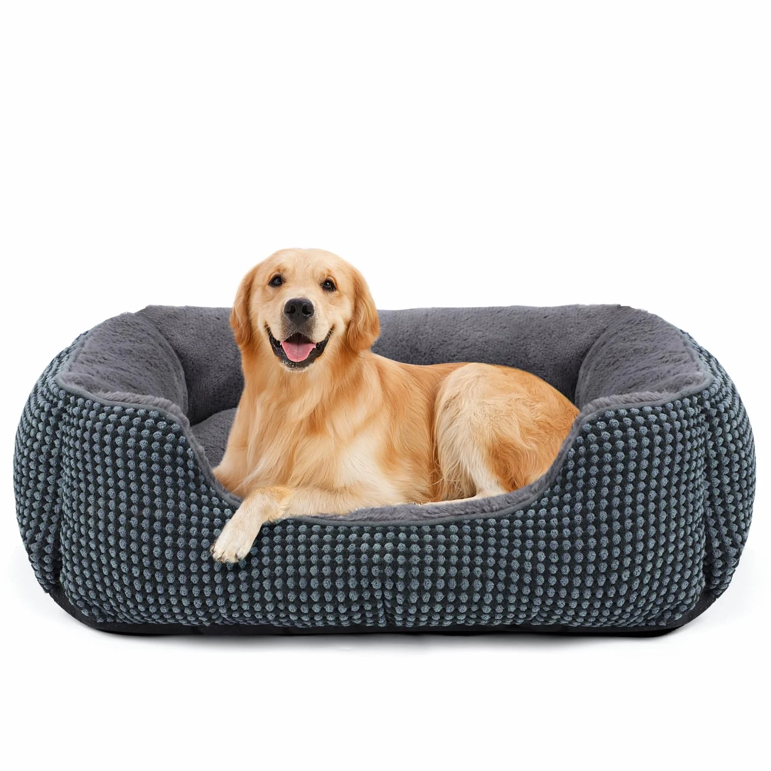 FURTIME Cama Perro, Cama Perros Grande Lavable Esponjosa, Camas Perros Antideslizante Antiansiedad, 89x63x23cm