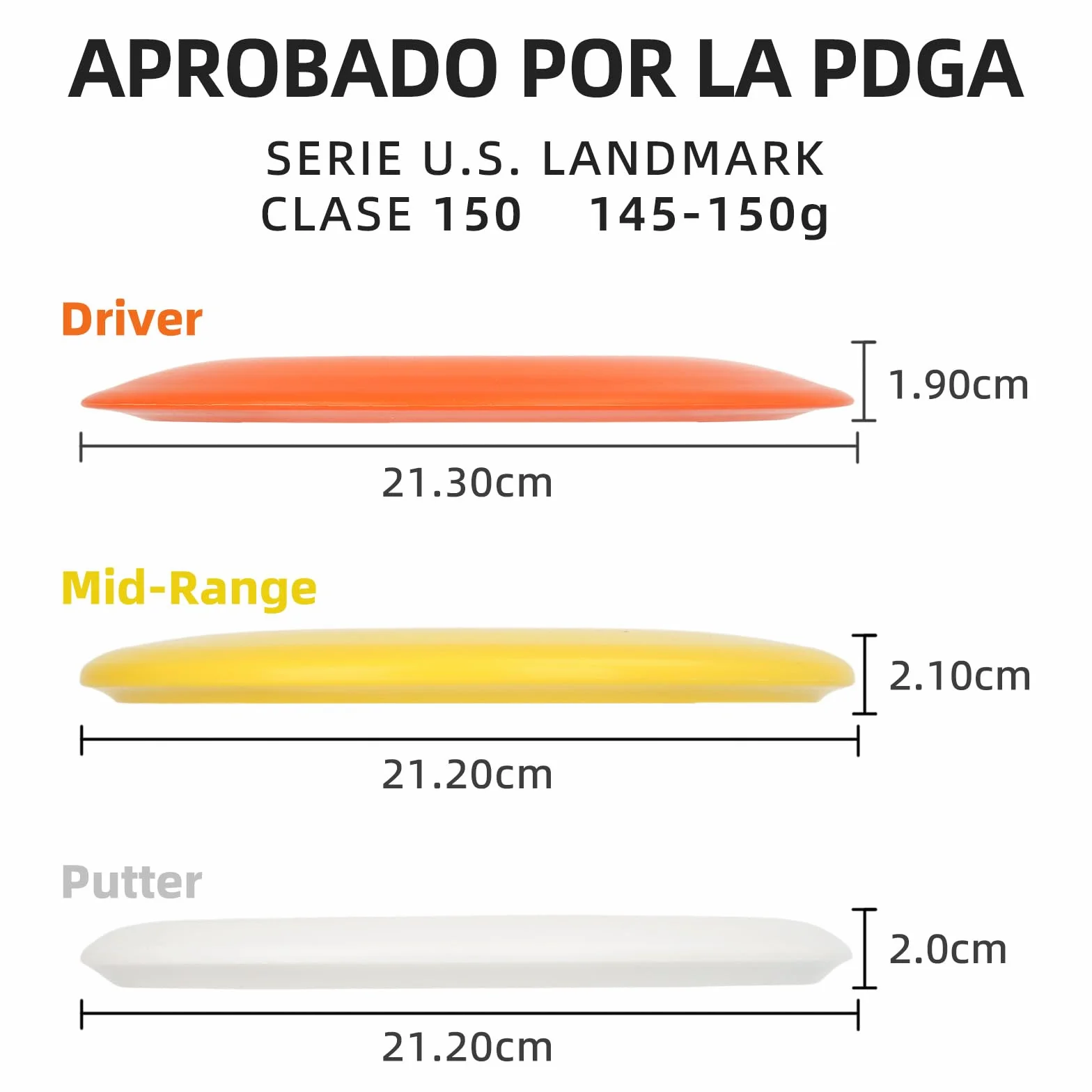 PDGA Juego de discos de golf – Driver, rango medio, putter para exteriores y patio