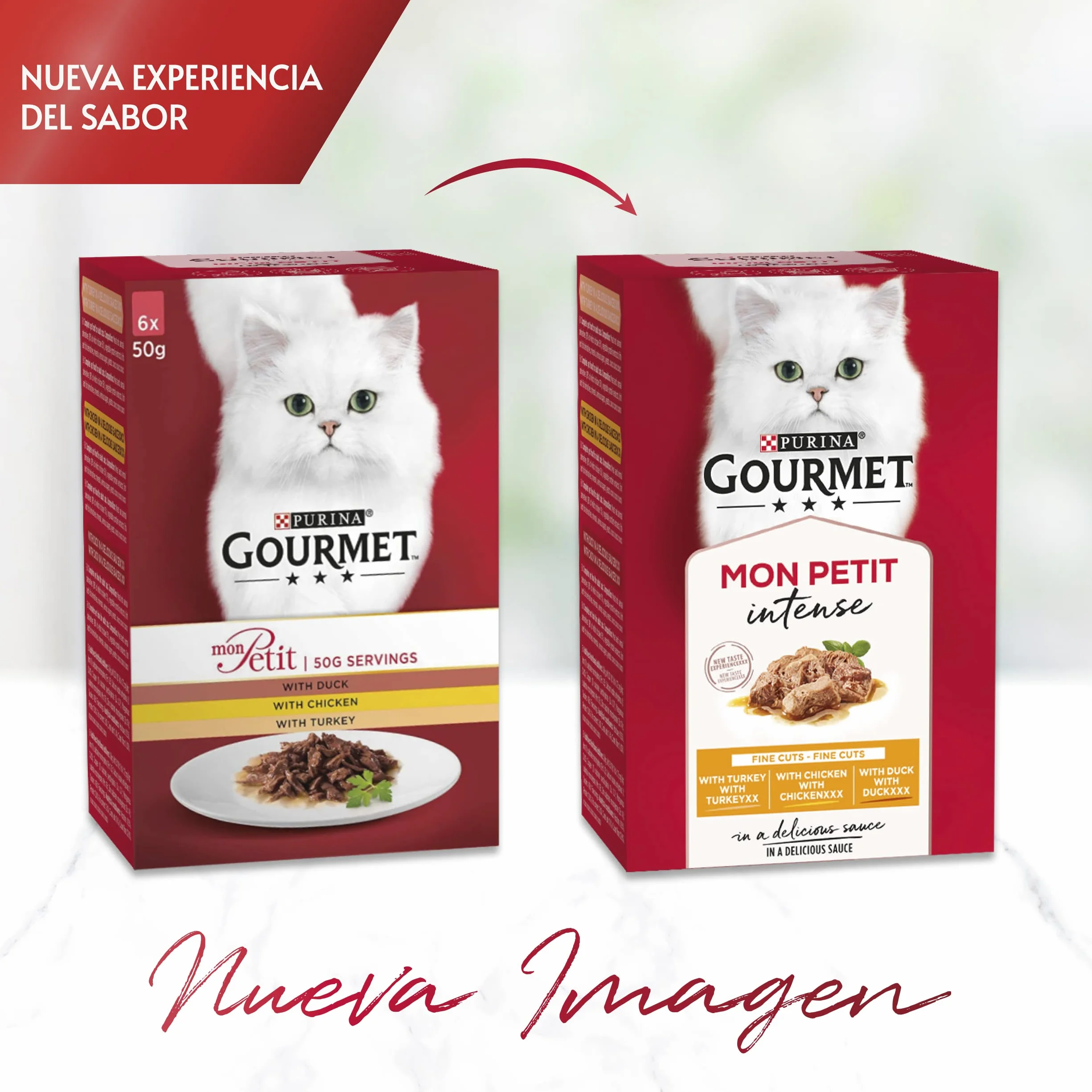 GOURMET Mon Petit, Comida Húmeda para Gato Adulto, Trocitos en Salsa, Surtido de Pavo, Pollo y Pato, 8 Packs de 6 Sobres de 50 g. (48 sobres)