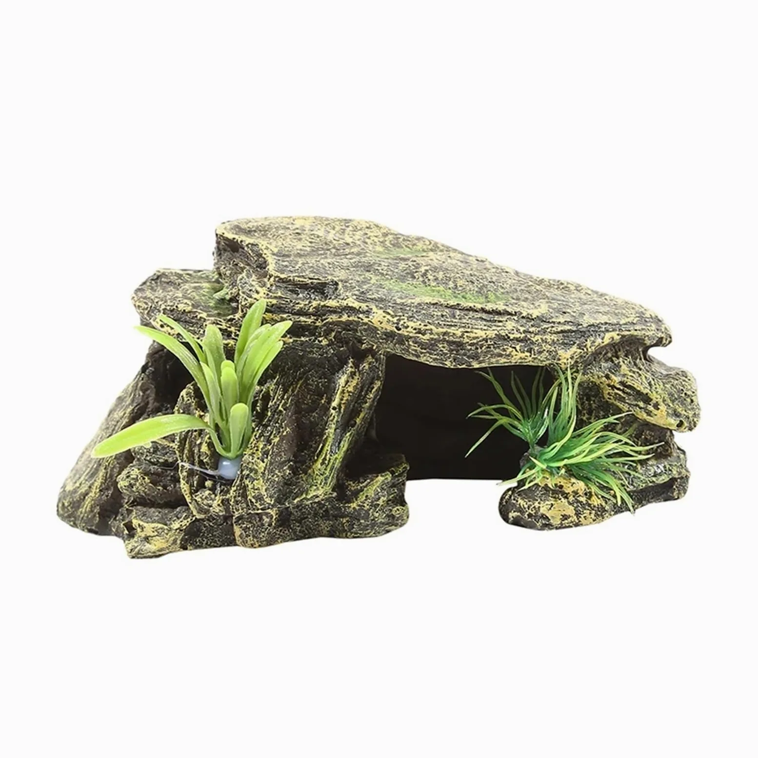FMURY - Escalera de resina para acuario, diseño de isla de ascenso, piedra de agua, roca, reptil, cueva, decoración