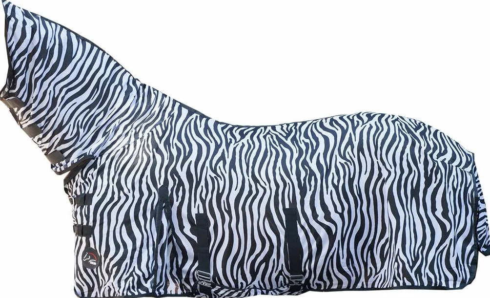 HKM Zebra Manta Anti-Moscas con Cuello Blanco/Negro 145