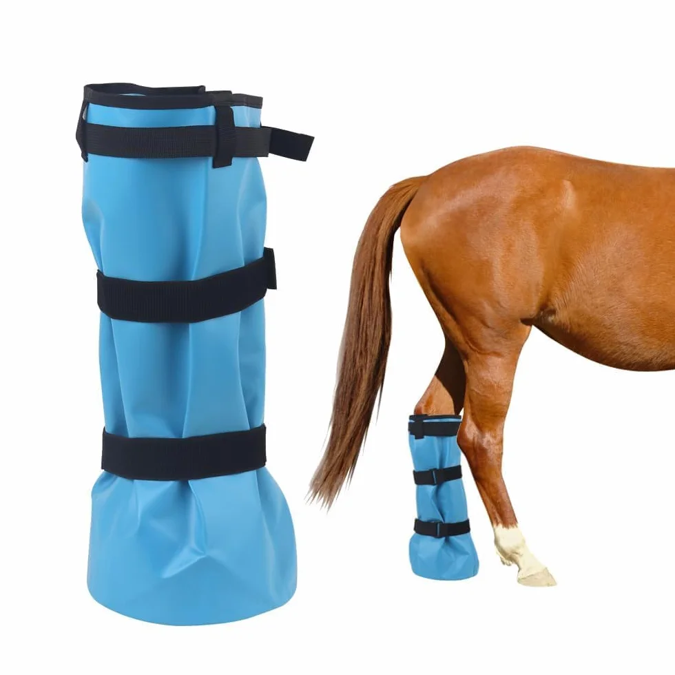 Botas de remojo de caballos, botas de hielo para caballos que promueven la curación, botas de remojo de pezuñas y tratamiento de botas de cataplasma, cuidado de pezuñas envueltas para hidratar